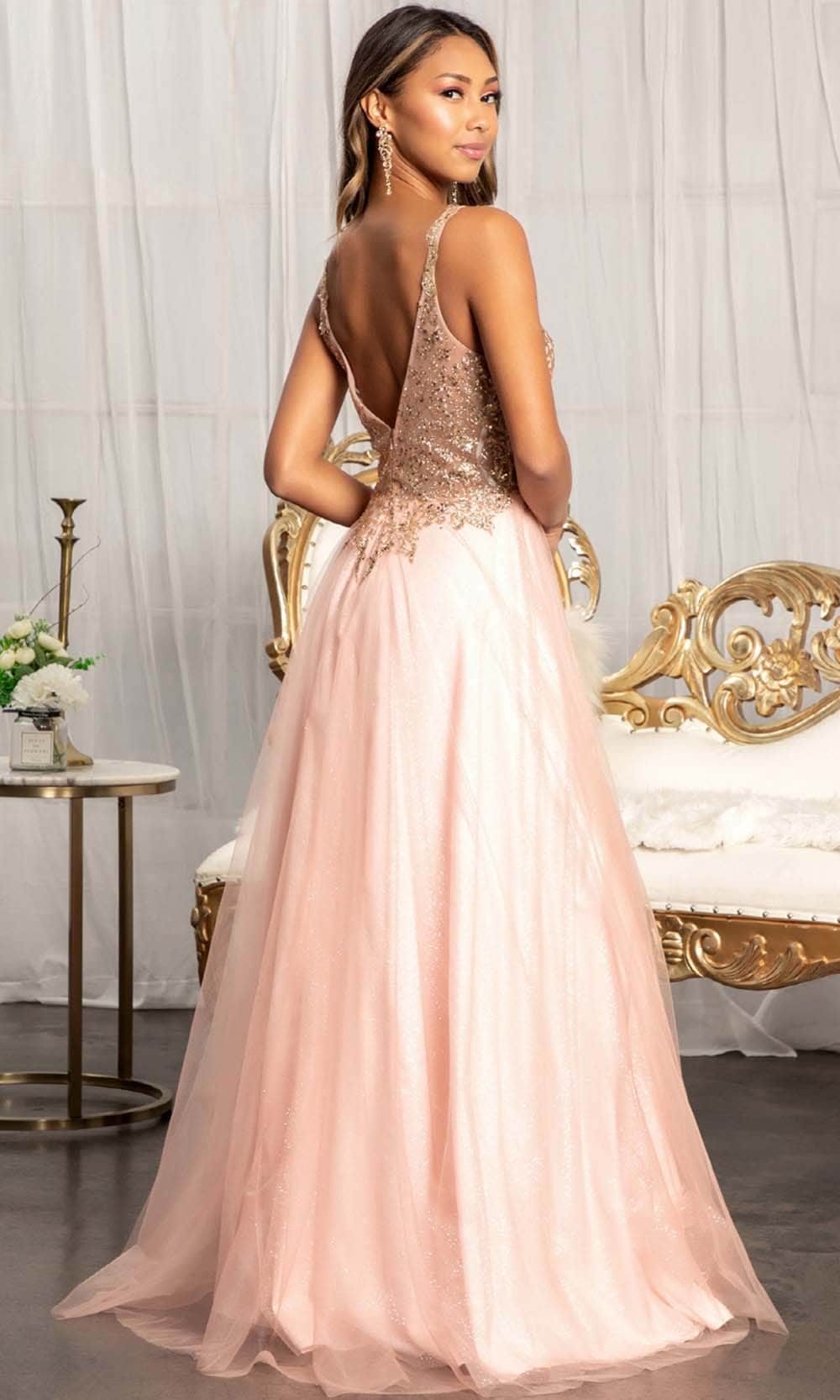 Elizabeth K GL3020 - Sleeveless Low-cut V-neck Long Dress Prom Dresses