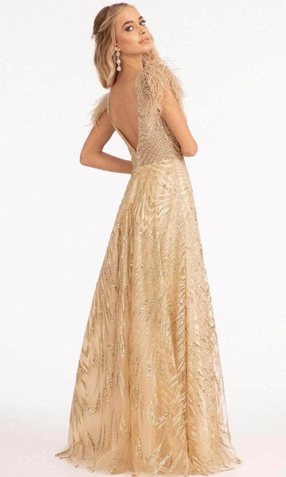 Elizabeth K GL3046 - Feather Sleeves A-Line Dress Prom Dresses