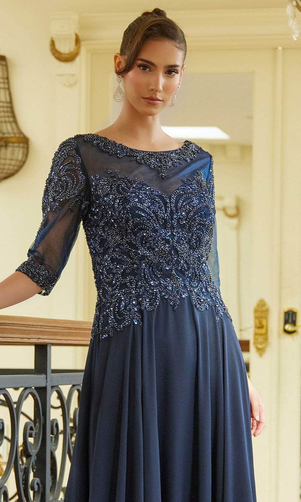 Elizabeth K GL3599 - Illusion Scoop A-Line Formal Dress Mother of the Bride Dresses