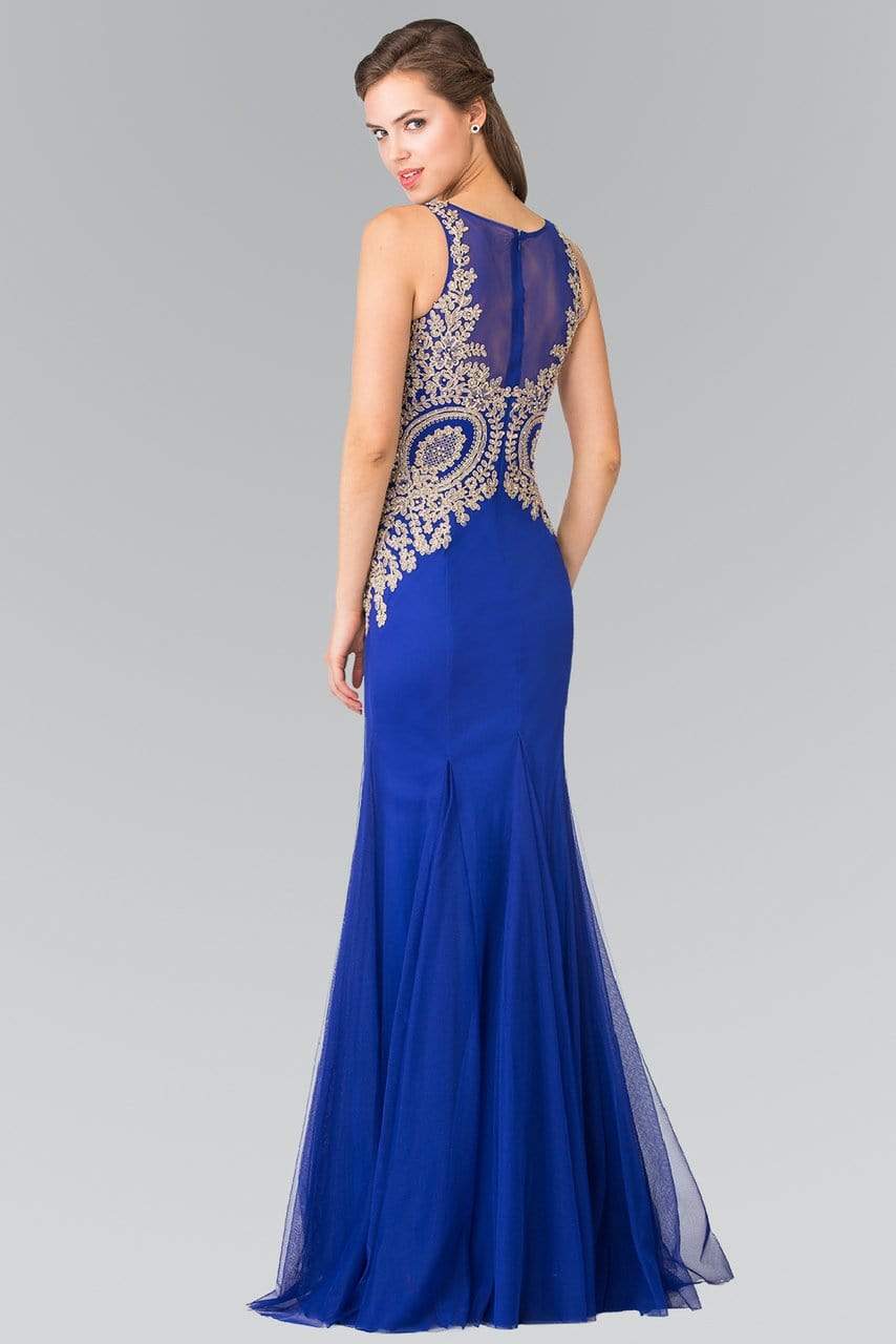 Elizabeth K - Gold Embroidered Tulle Trumpet Gown GL2283 Special Occasion Dress