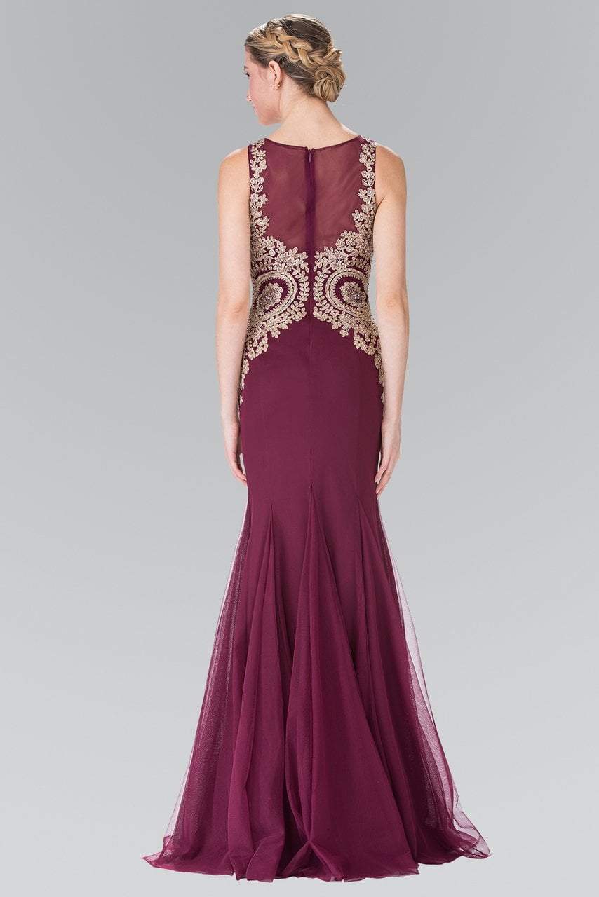 Elizabeth K - Gold Embroidered Tulle Trumpet Gown GL2283 Special Occasion Dress