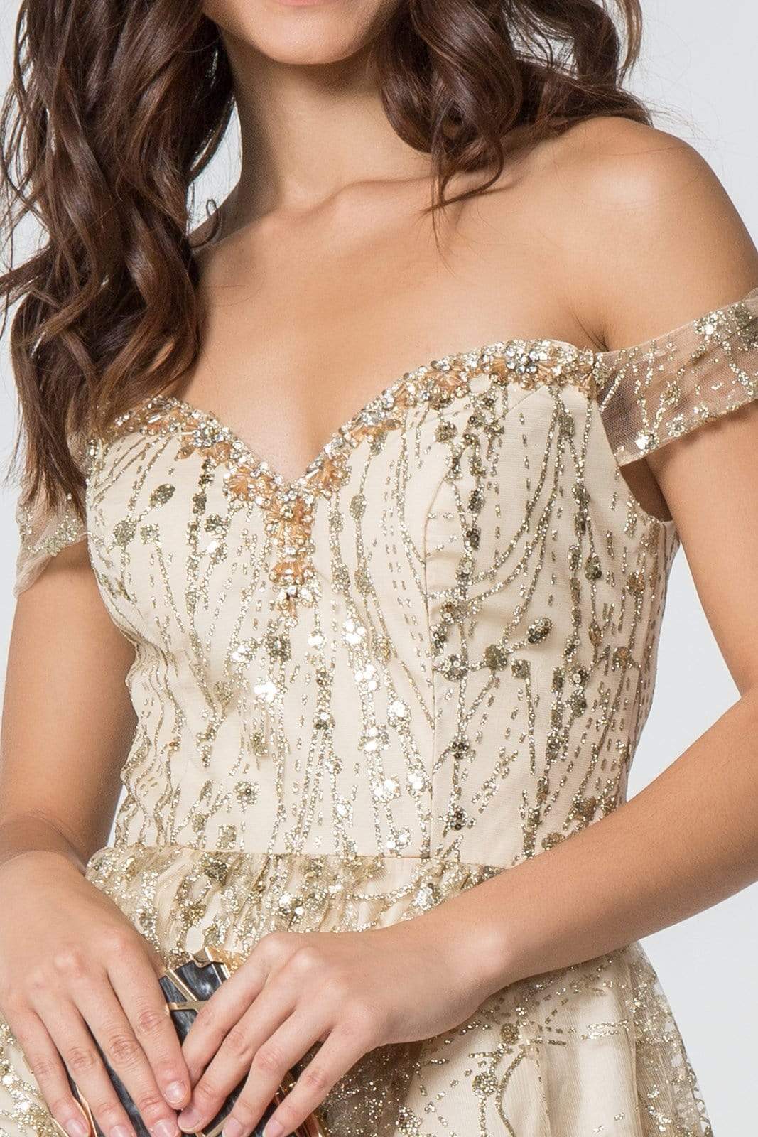 Elizabeth K - GS2833 Glitter Off-Shoulder A-Line Cocktail Dress Homecoming Dresses