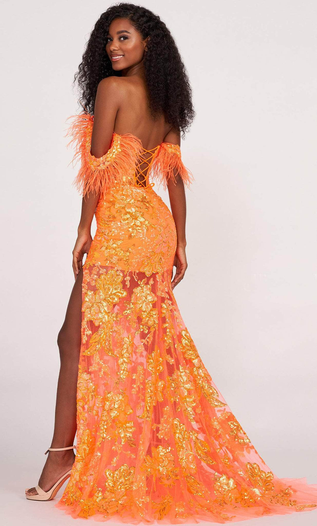 Ellie Wilde EW34034 - Feather trim Sweetheart Evening Dress Evening Dresses