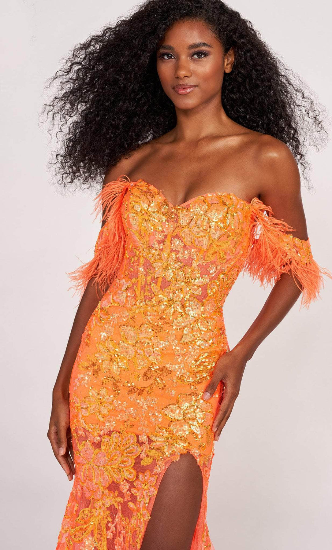 Ellie Wilde EW34034 - Feather trim Sweetheart Evening Dress Evening Dresses