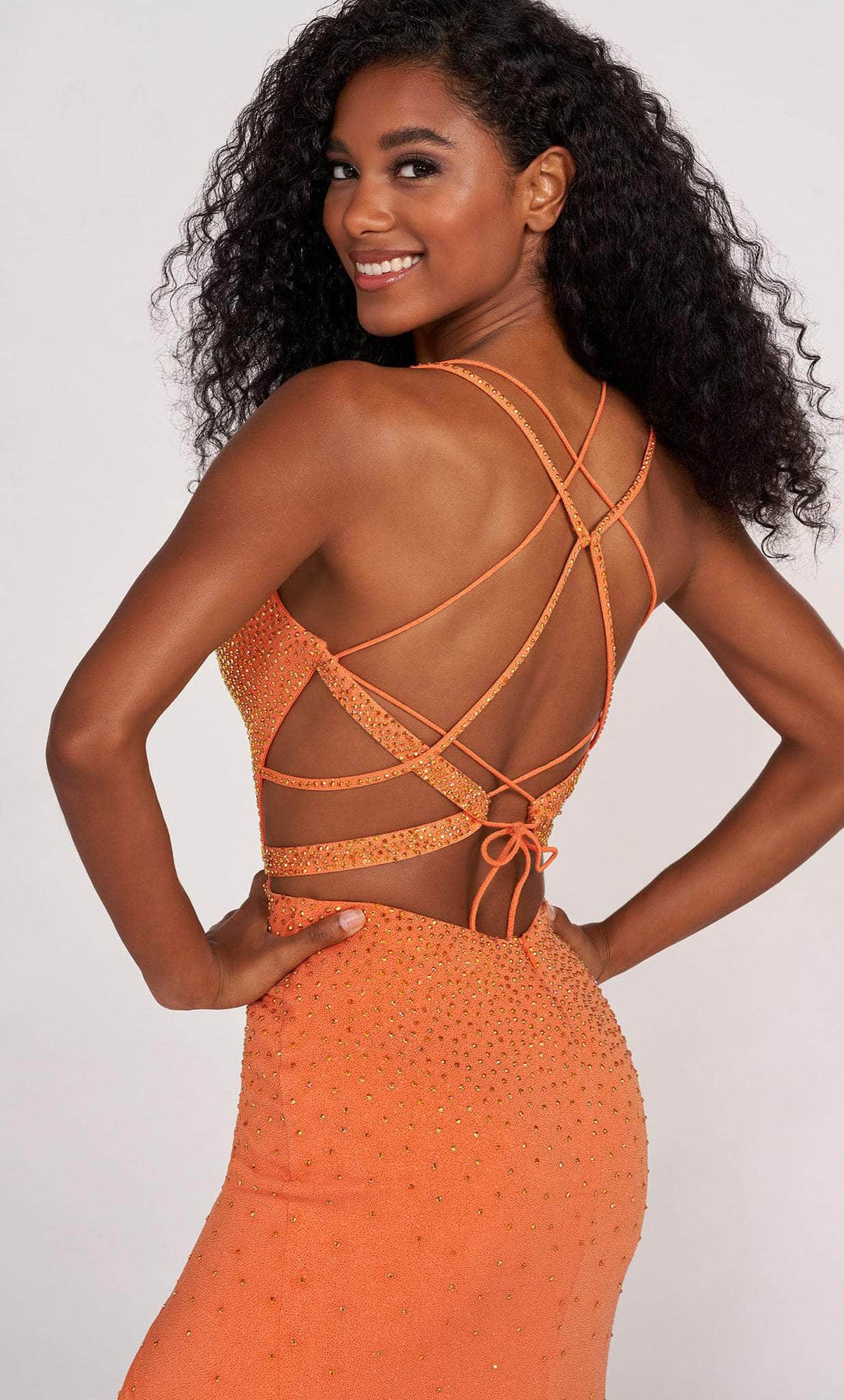 Ellie Wilde EW34035 - Strappy Open Back Slit Beaded Gown Evening Dresses