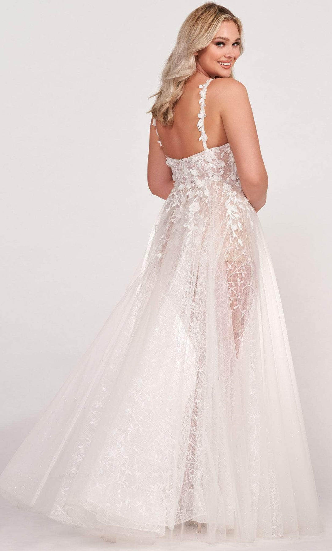 Ellie Wilde EW34070 - Floral 3D Detailed Tulle A-line Gown Evening Dresses