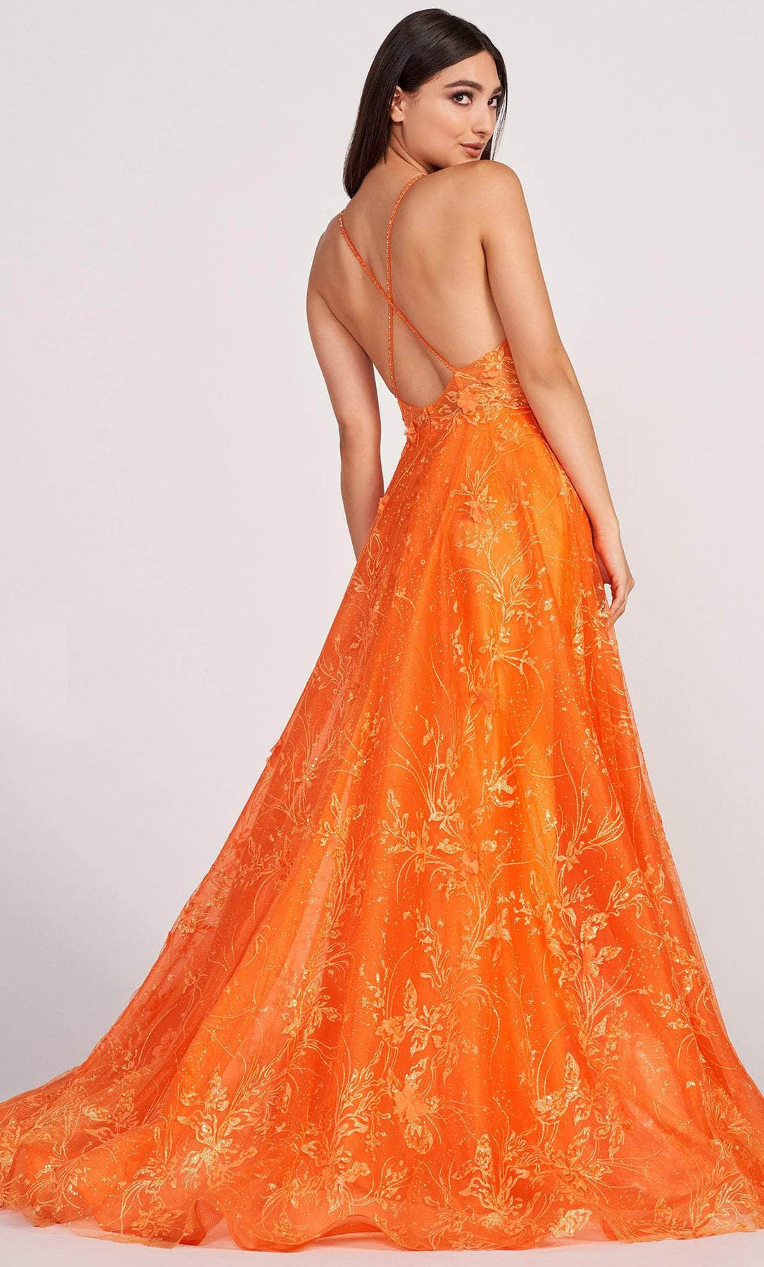 Ellie Wilde EW34102 - Deep Neck A-line Slit Gown Prom Dresses