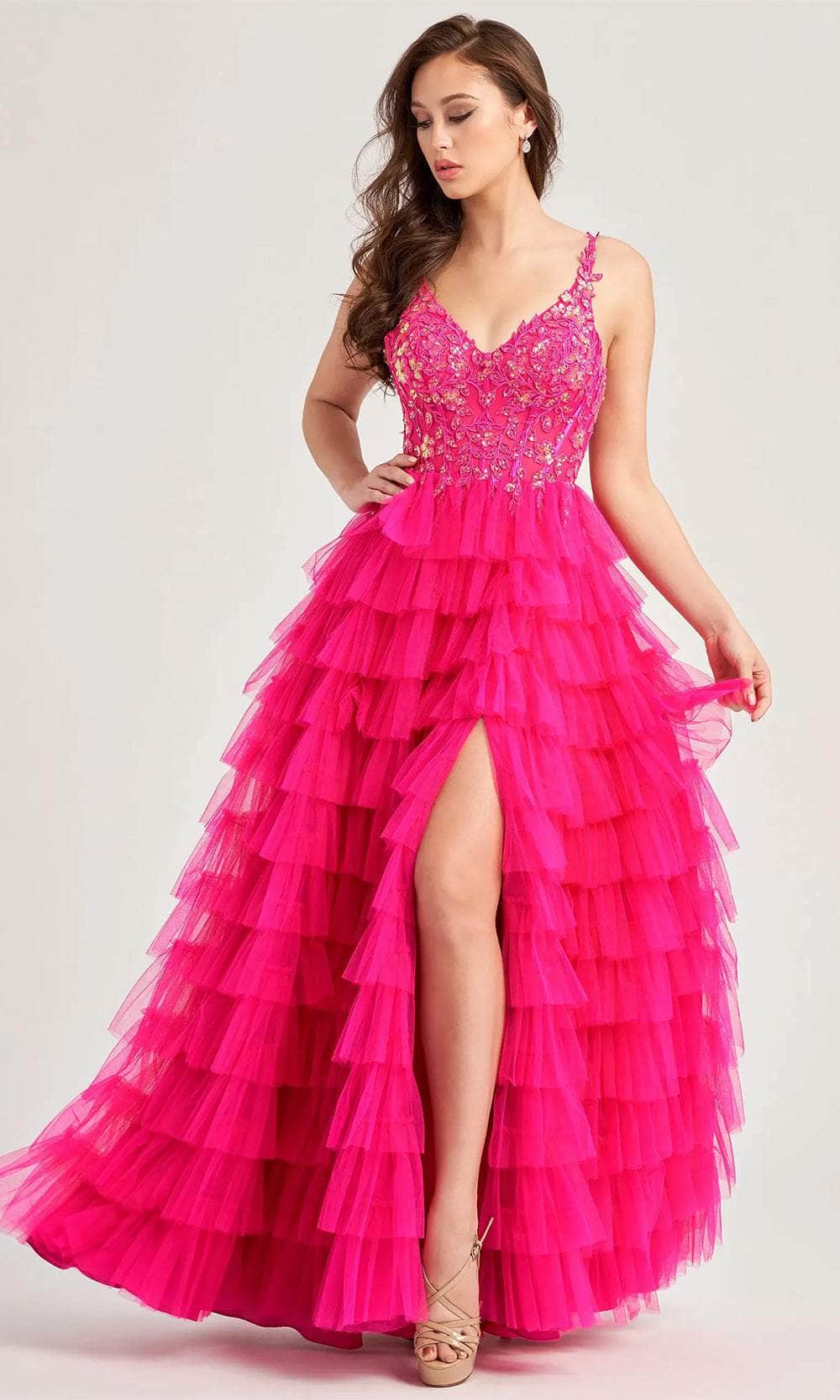 strapless open back dress Zapaka Women Pink Strapless Long Prom Dress with Slit A-Line Tiered Corset Sequins Bowed Gown Dress with Chiffon Ruffle Skirt, Pink / US2