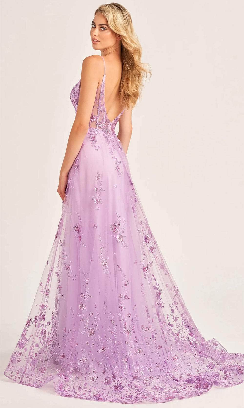 Ellie Wilde EW35105 - Open Back Fitted Evening Dress Evening Dresses 00 / Lilac