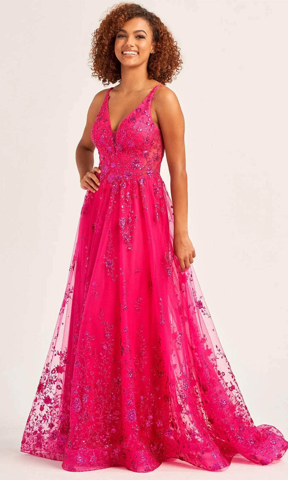 Ellie Wilde EW35105 - Open Back Fitted Evening Dress Evening Dresses 00 / Magenta