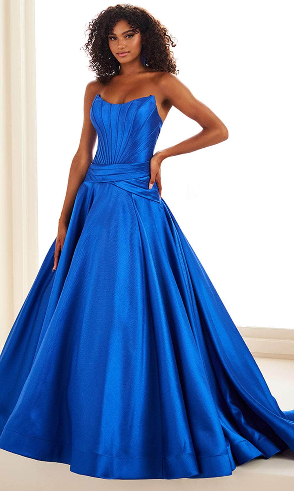 ellie wilde blue dress Ellie Wilde EW120014 - Applique Tulle A-Line Prom Dress 6 / Dusk