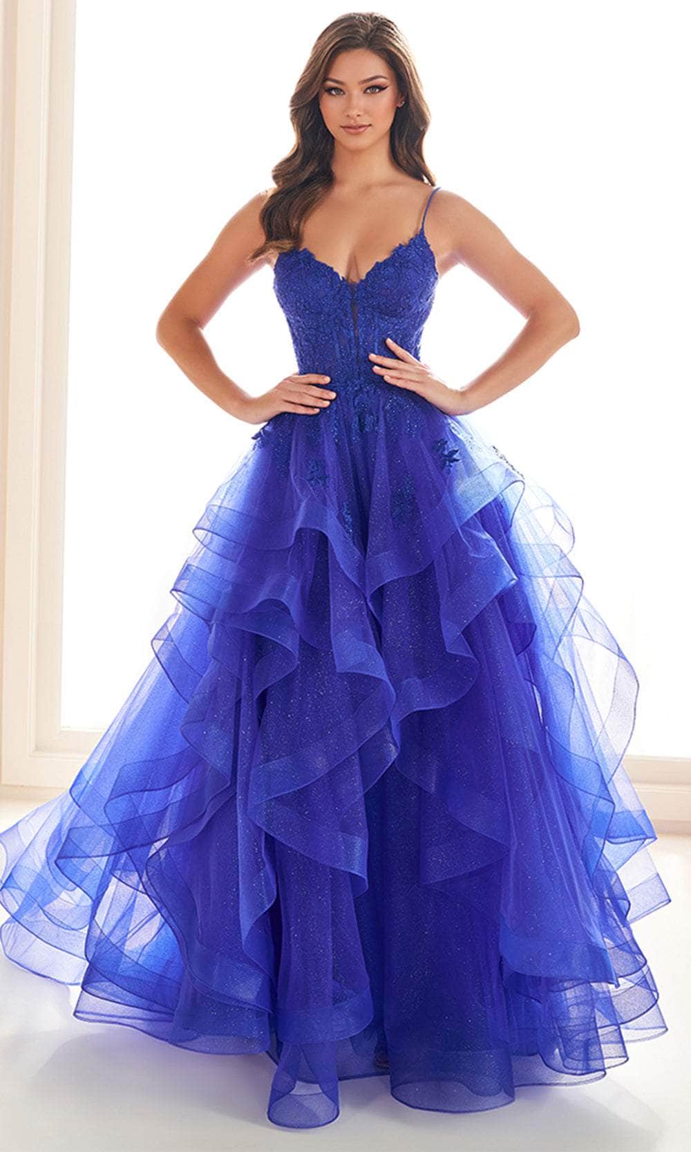 Ellie Wilde EW36203 - Long Tulle, Applique, Glitter Tulle, Stone Accents &  Horsehair, Lining Ballgown Dress