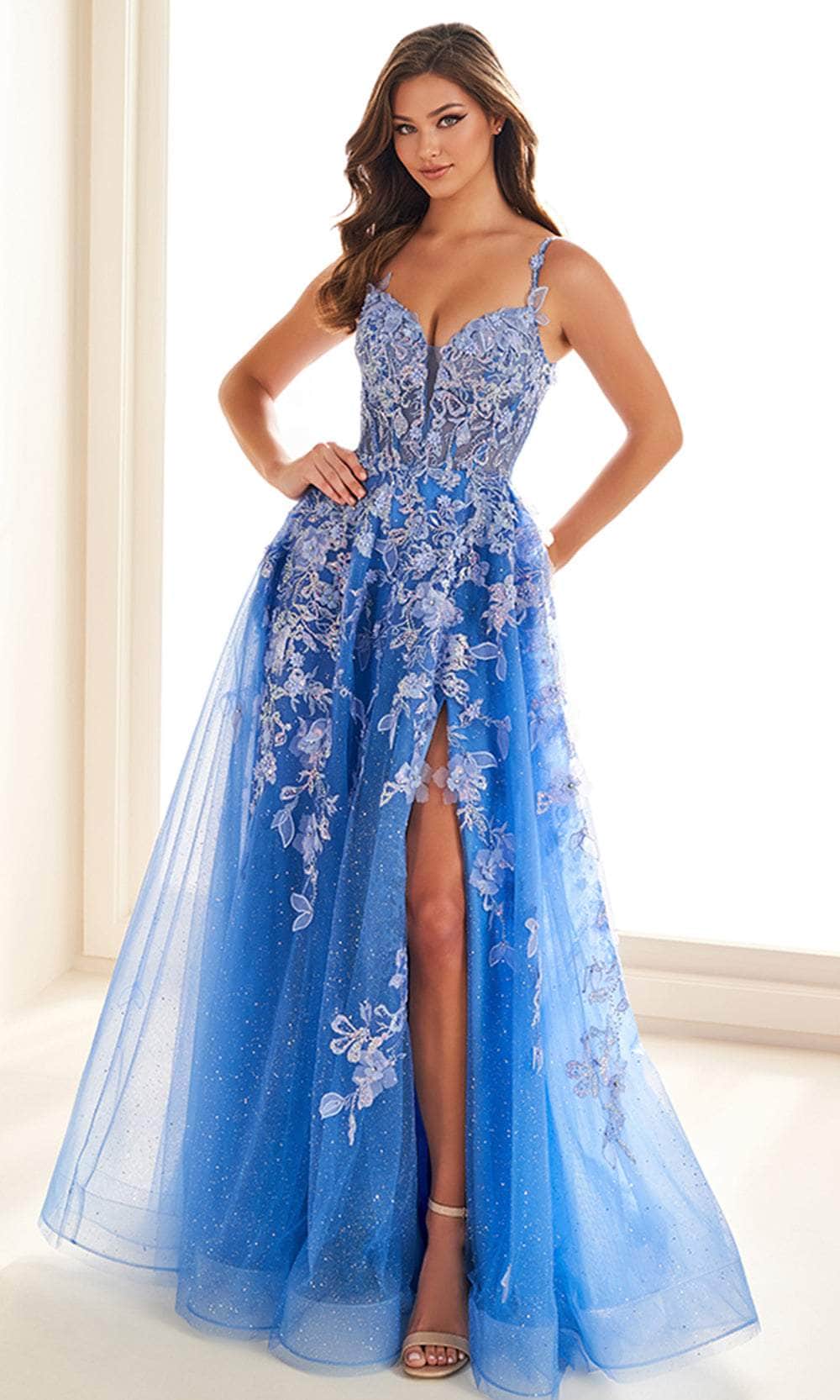 Ellie Wilde EW36208 - Long Tulle, Applique, Sequin, Three-Dimensional Flowers, Stone Accents, Glitter Tulle, Horsehair & Lining A-Line Dress - Sleeveless, 3D Floral Applique, Embroidery, Sequin, Beaded, V-Back, High Slit, Horsehair Hem, Ellie Wilde EW36208 - Long Tulle, Applique, Sequin, Three-Dimensional Flowers, Stone Accents, Glitter Tulle, Horsehair & Lining A-Line Dress - Sleeveless, 3D Floral Applique, Embroidery, Sequin, Beaded, V-Back, High Slit, Horsehair Hem,