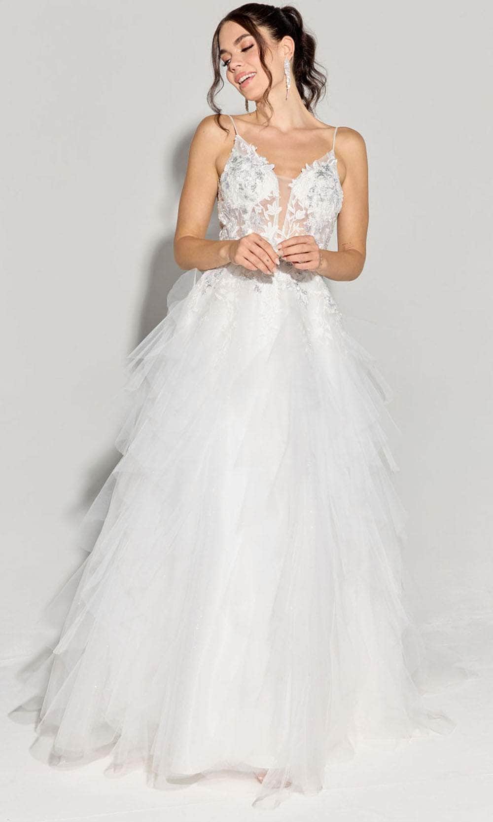 Eureka Fashion EK188 - Plunging V-Neck Layered Tulle Ballgown Ball Gowns