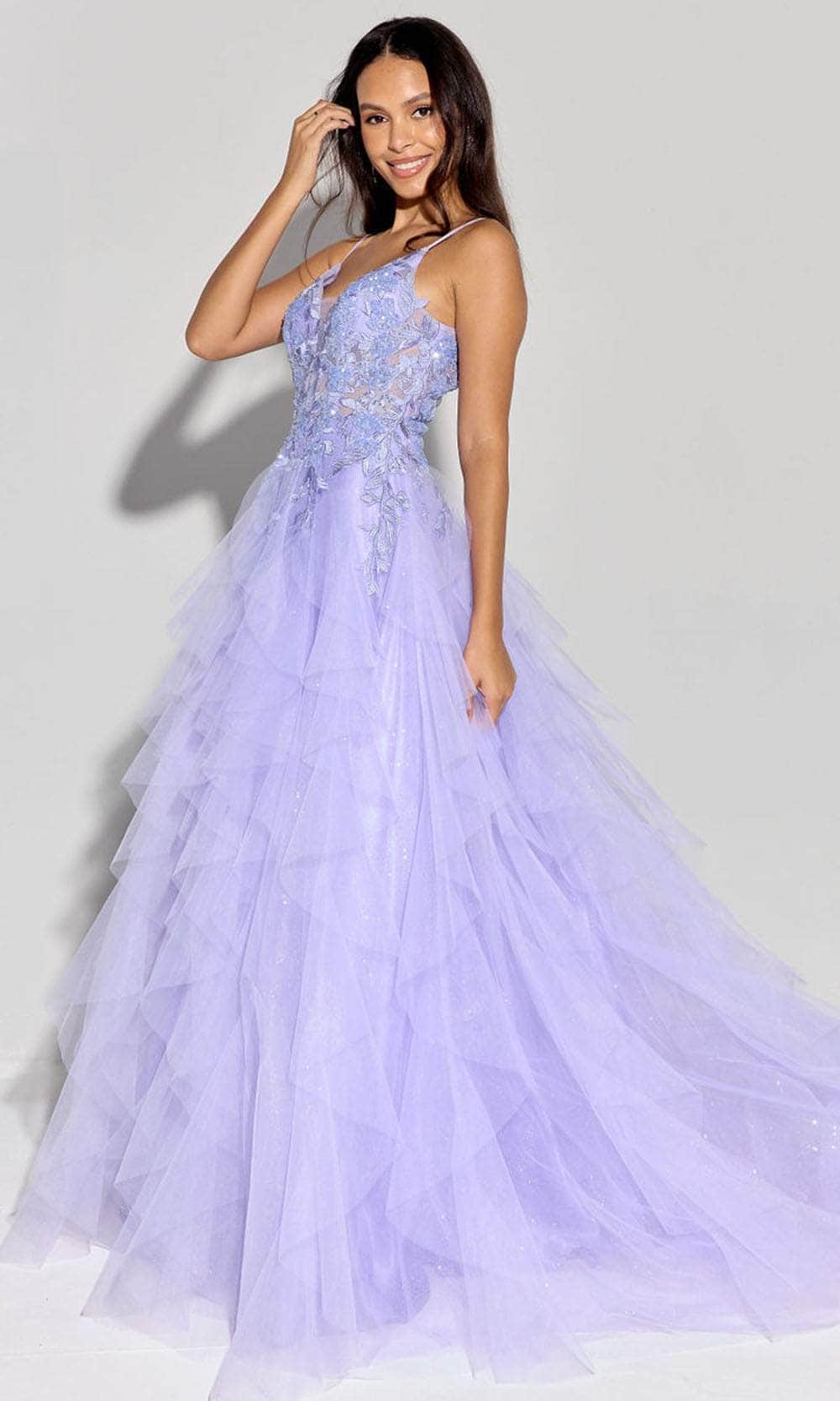 Eureka Fashion EK188 - Plunging V-Neck Layered Tulle Ballgown Ball Gowns