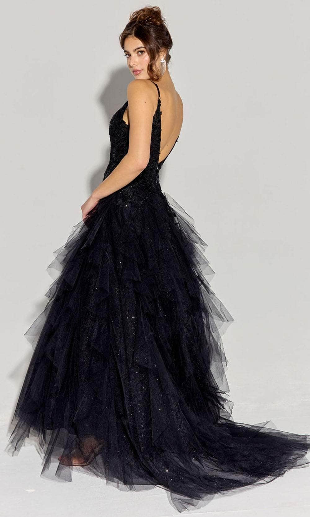 Eureka Fashion EK188 - Plunging V-Neck Layered Tulle Ballgown Ball Gowns