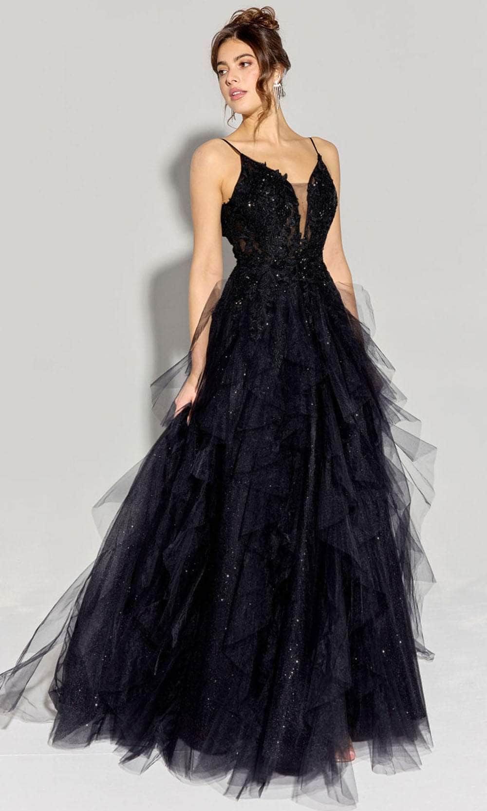 Eureka Fashion EK188 - Plunging V-Neck Layered Tulle Ballgown Ball Gowns