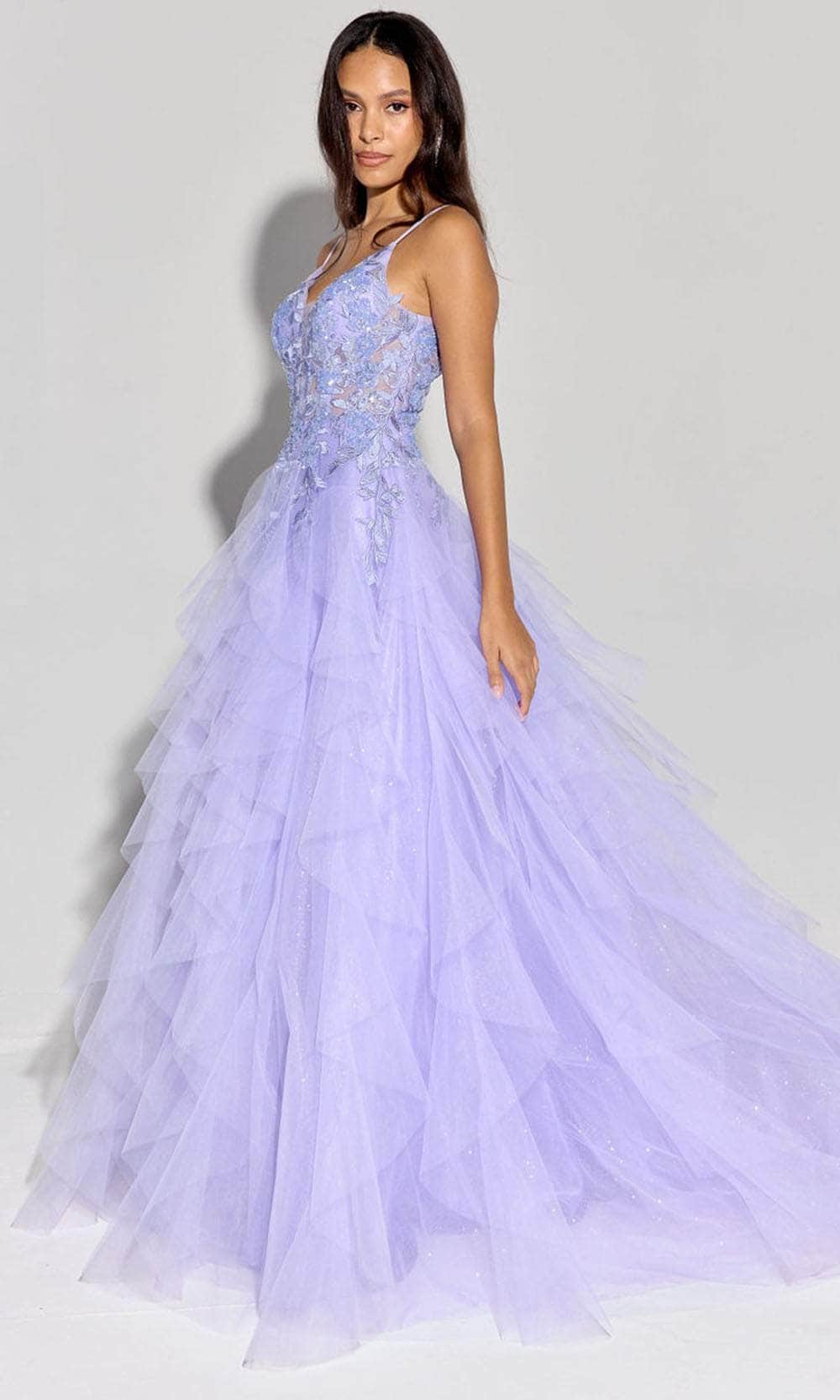 Eureka Fashion EK188 - Plunging V-Neck Layered Tulle Ballgown Ball Gowns