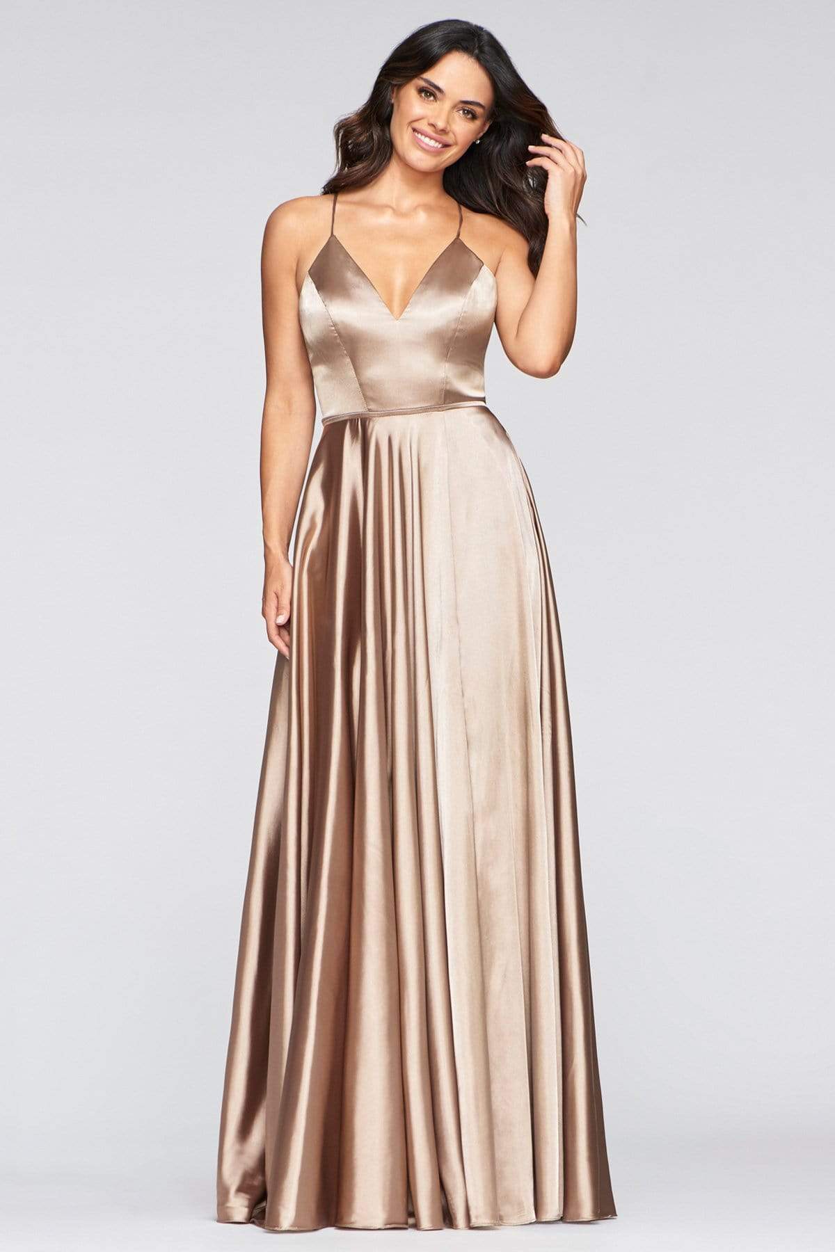 knee length dresses for ladies Shimmer Peri V Neck Prom Dress With Rhinestone Beading And Open Lace Back