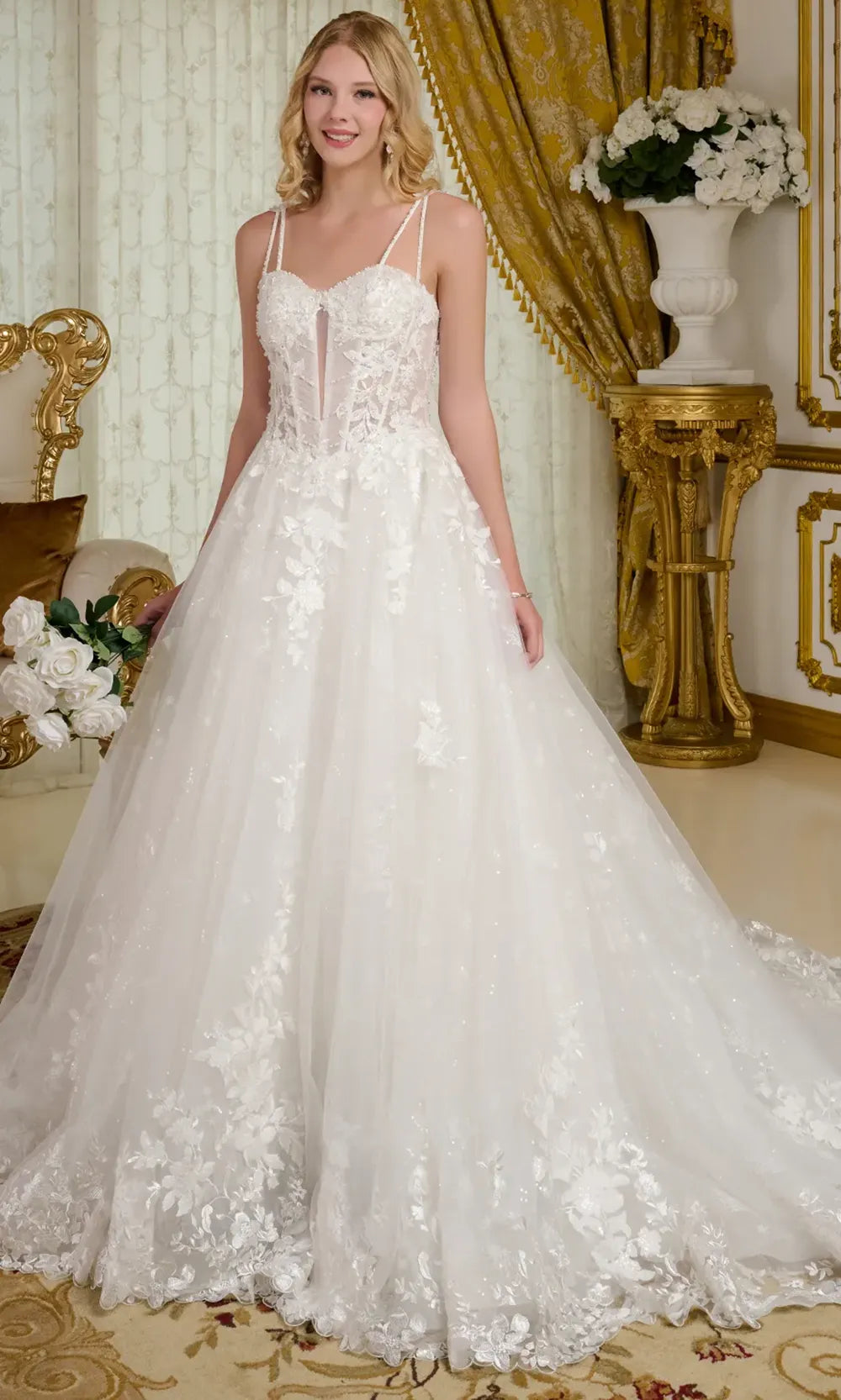 scalloped a-line wedding dress with double straps David's - Featuring Melissa Sweet Scalloped A-Line Wedding Dress with Double Straps http://bit.ly/2k2wXvZ Photo: Shea McGrath Photography