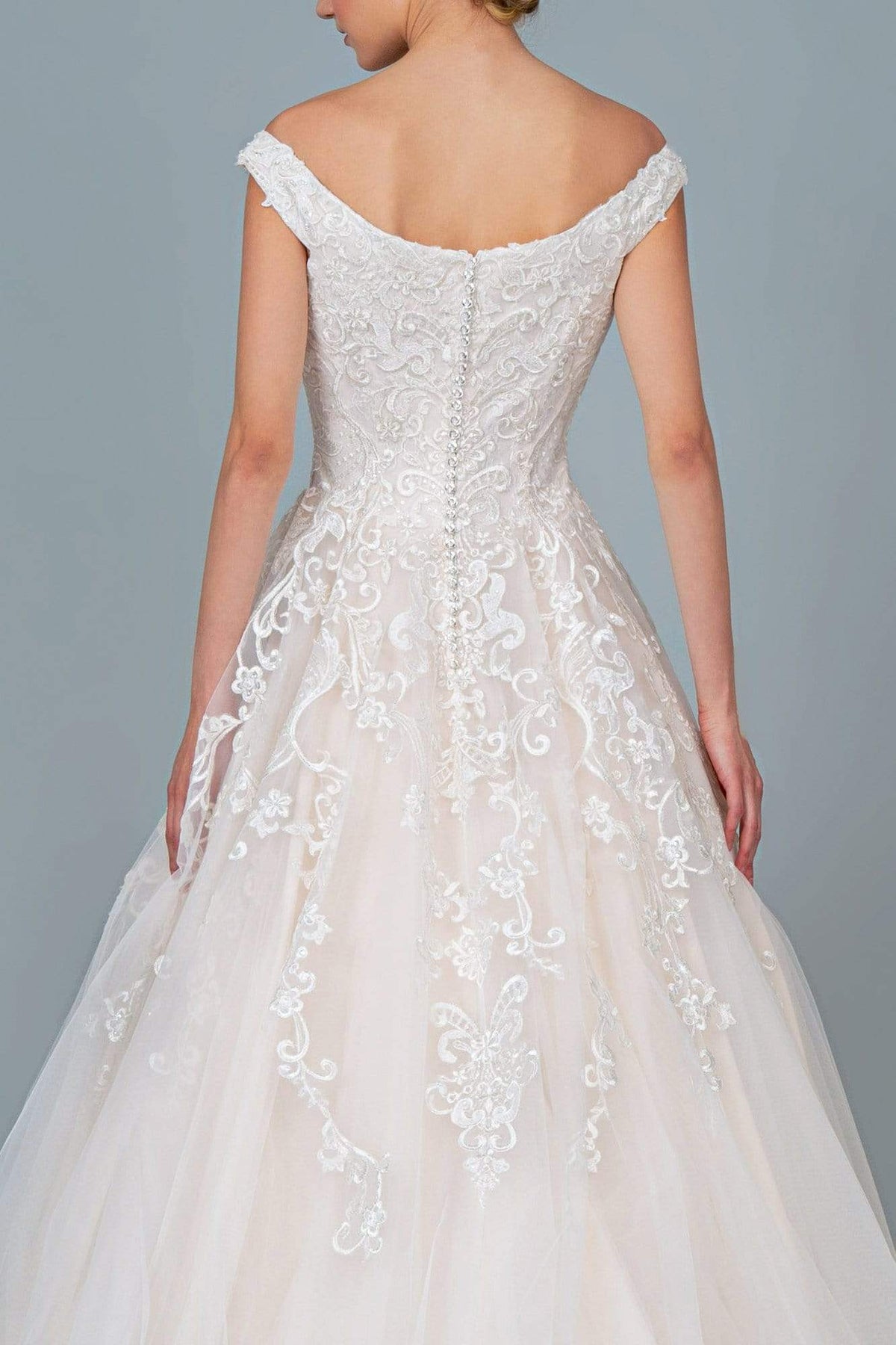 GLS by Gloria - GL1800 Embroidered Off-Shoulder A-line Gown Wedding Dresses