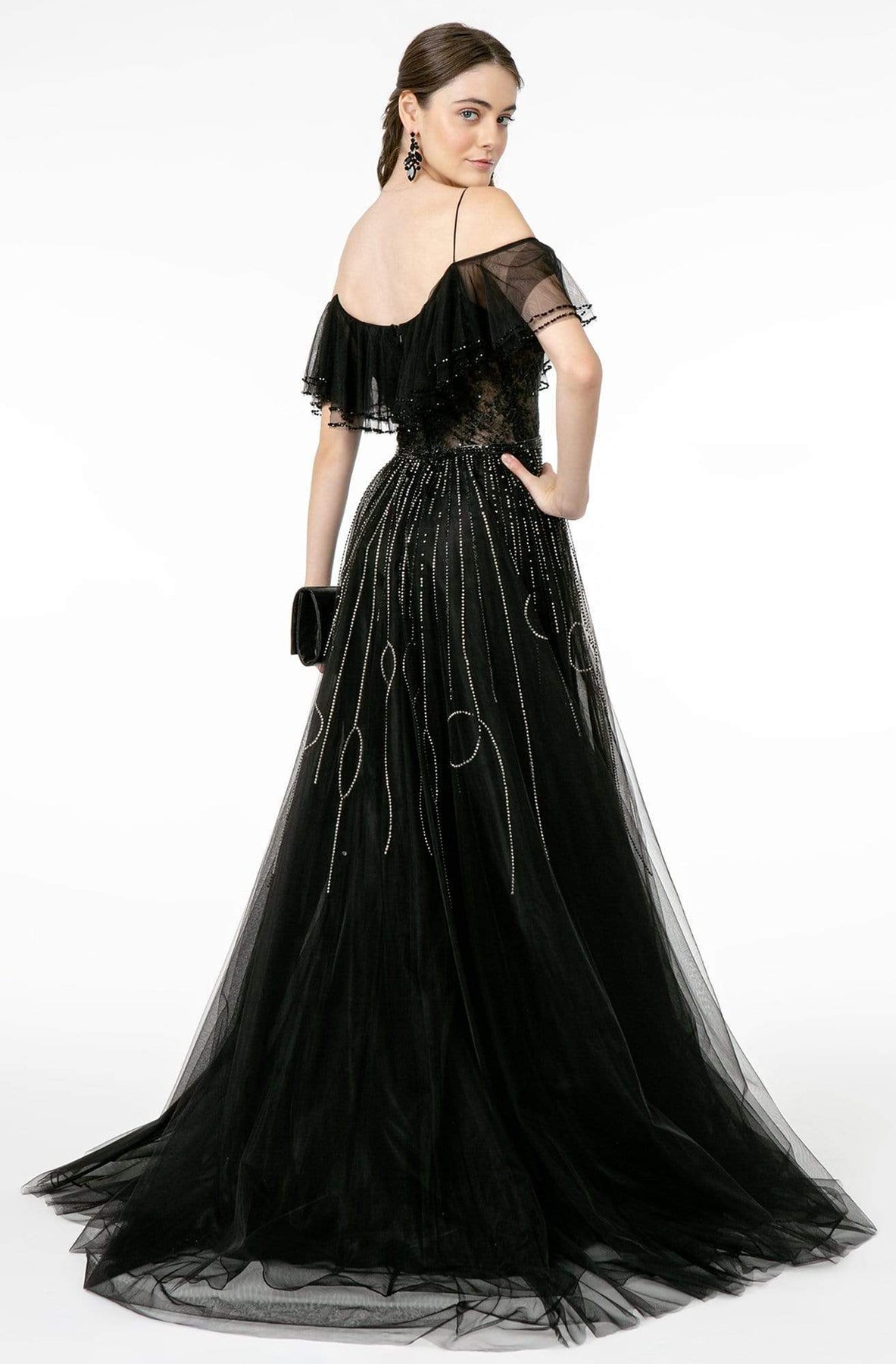 GLS by Gloria - GL1809 Mesh-Layered Top A-Line Evening Dress Evening Dresses