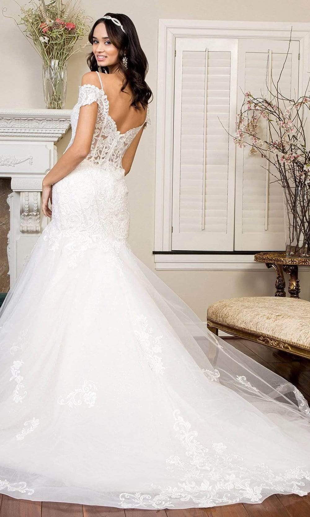 GLS by Gloria - GL1938 Embroidered Off Shoulder Trumpet Dress Wedding Dresses