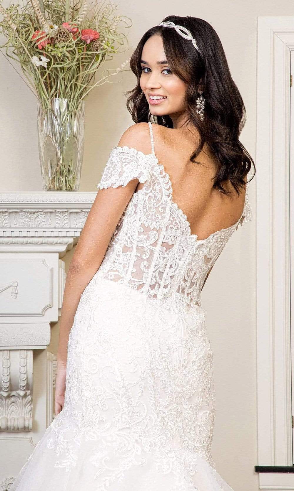 GLS by Gloria - GL1938 Embroidered Off Shoulder Trumpet Dress Wedding Dresses