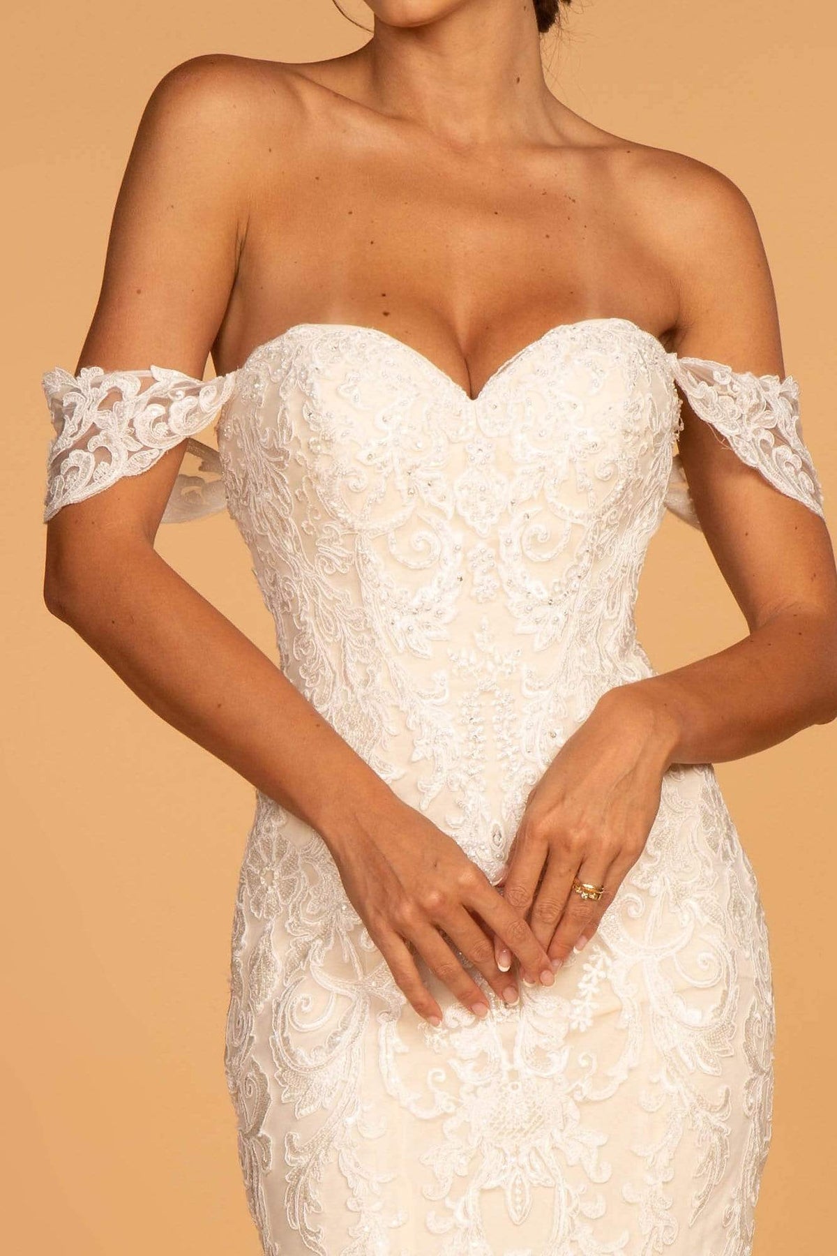 GLS by Gloria - GL2591 Lace Off-Shoulder Mermaid Gown Wedding Dresses