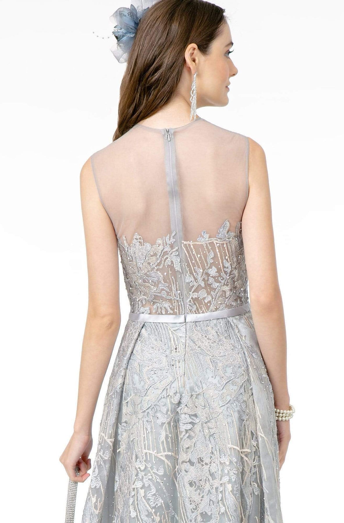 GLS by Gloria - GL2835 Embellished Lace Deep V-Neck A-Line Gown Prom Dresses