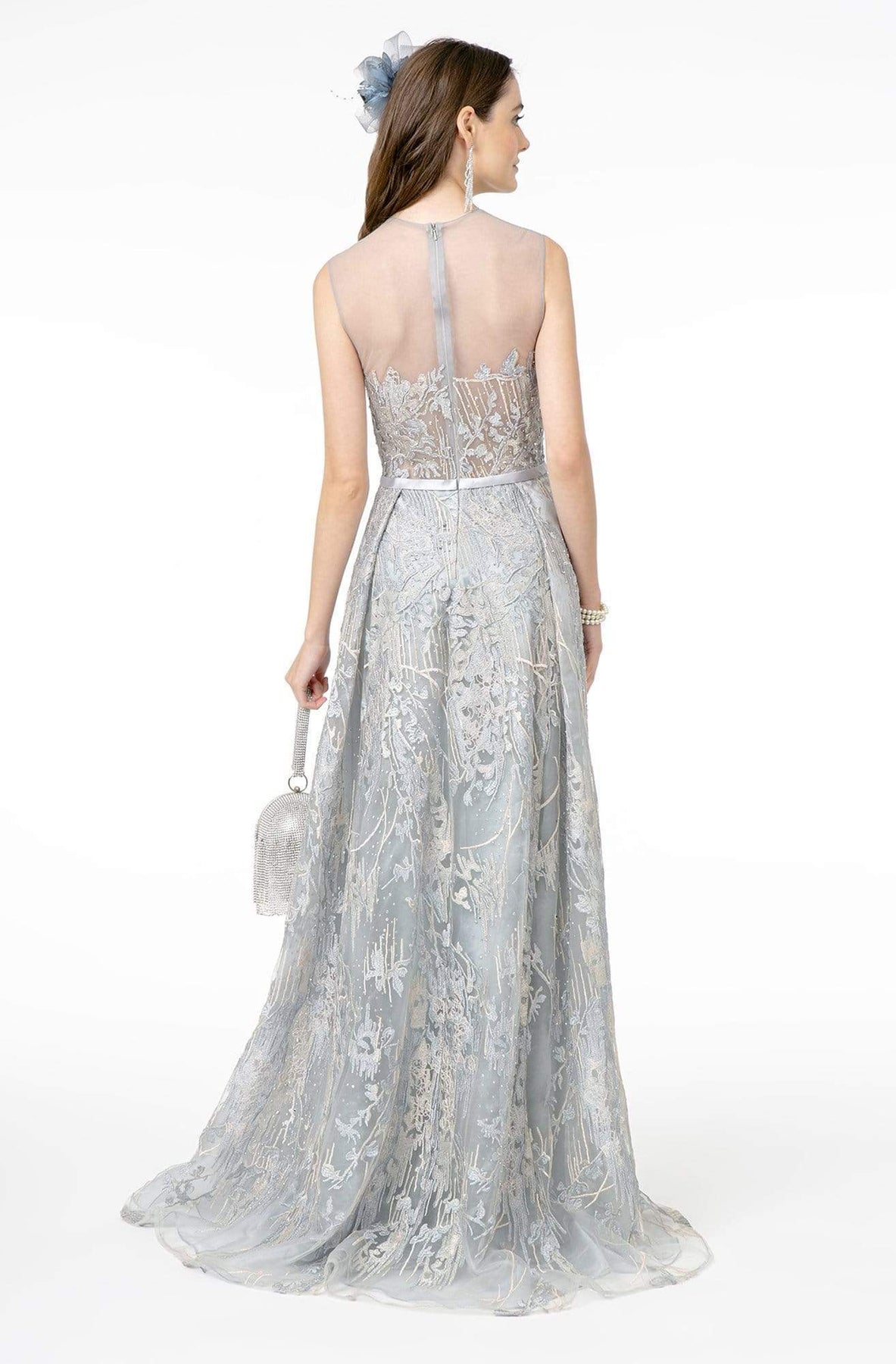 GLS by Gloria - GL2835 Embellished Lace Deep V-Neck A-Line Gown Prom Dresses