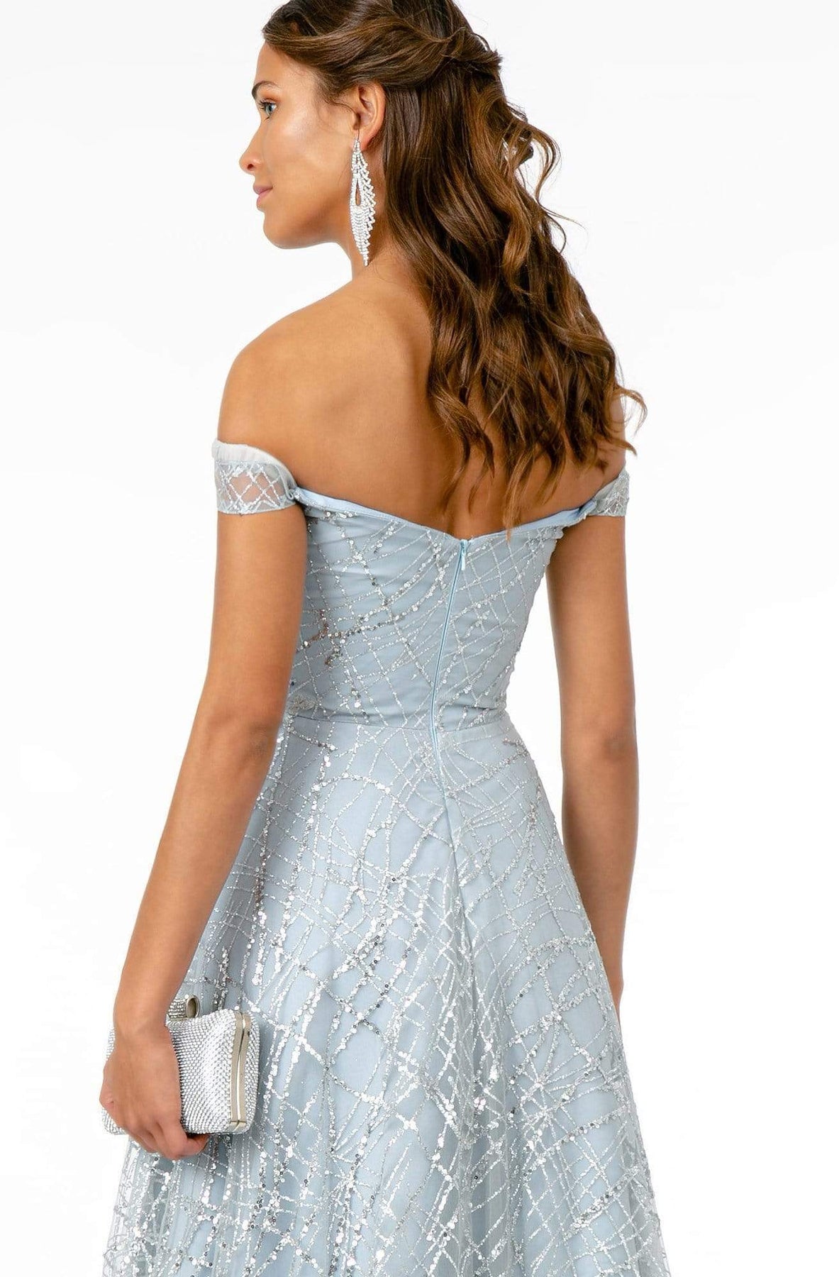 GLS by Gloria - GL2887 Floral Embroidered Glitter Mesh Gown Prom Dresses