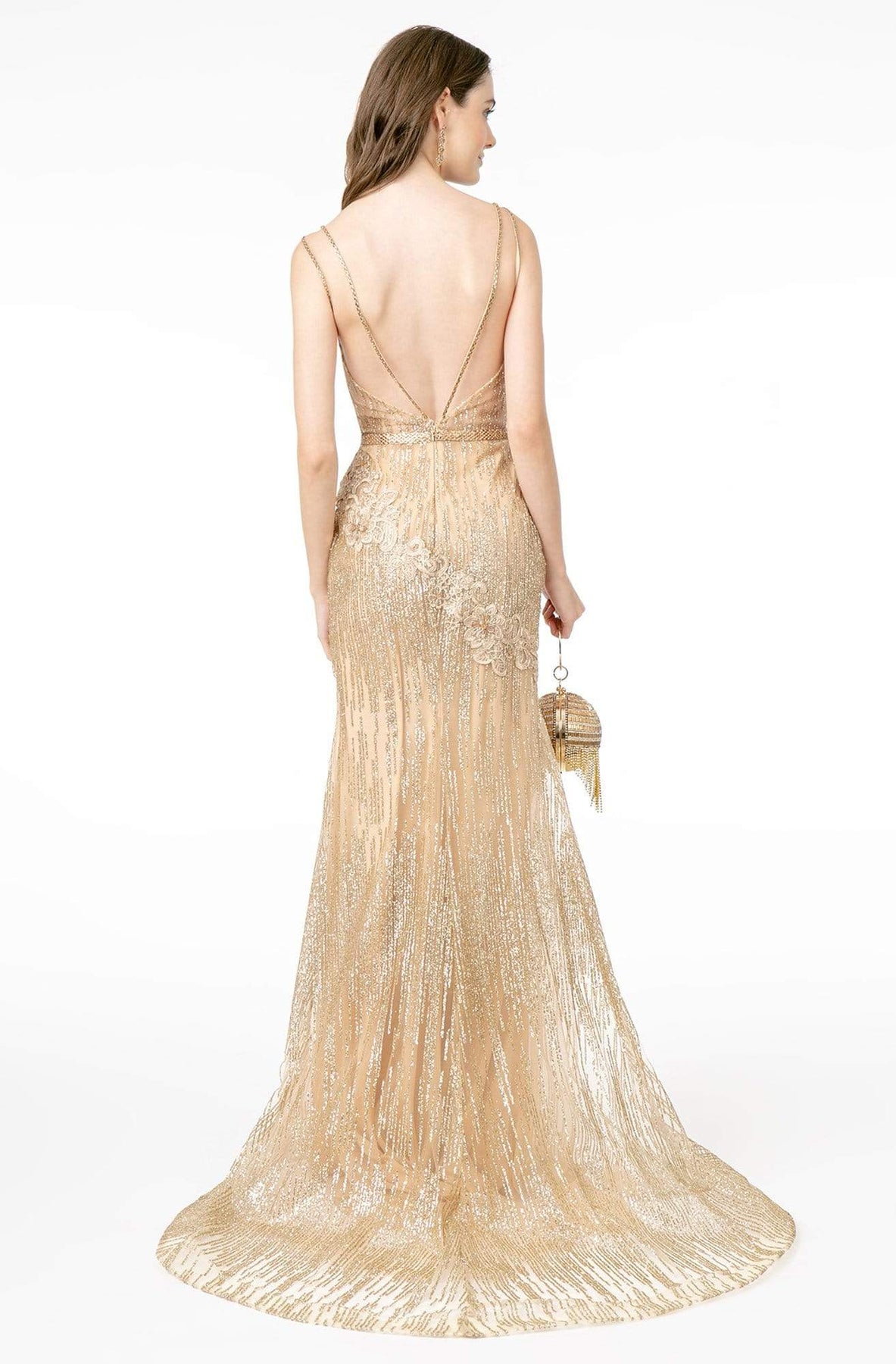 GLS by Gloria - GL2889 Plunging Floral Embroidered Mermaid Gown Pageant Dresses