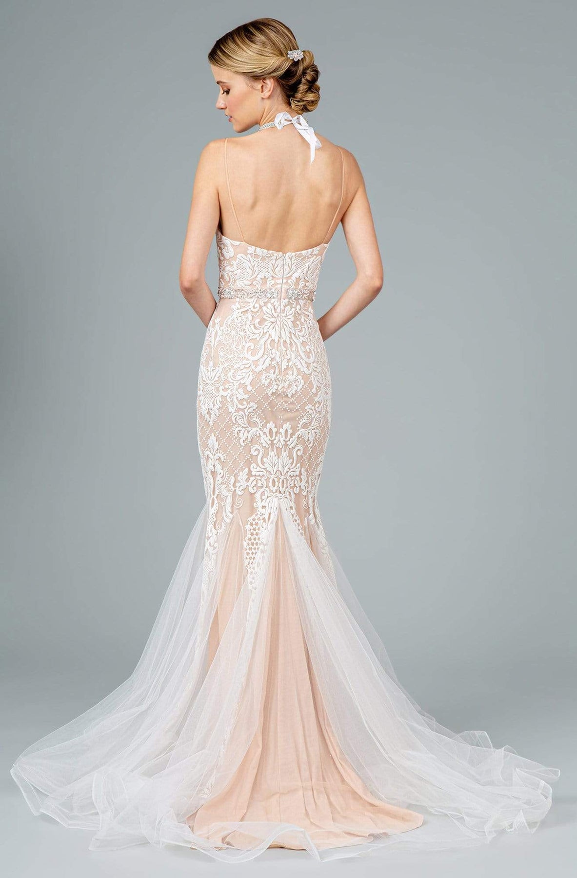 GLS by Gloria - GL2934 Embroidered V-Neck Mermaid Gown Evening Dresses