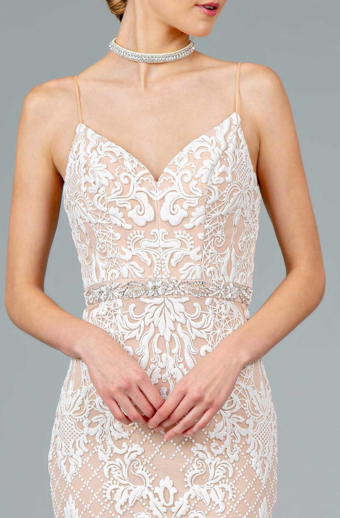 GLS by Gloria - GL2934 Embroidered V-Neck Mermaid Gown Evening Dresses