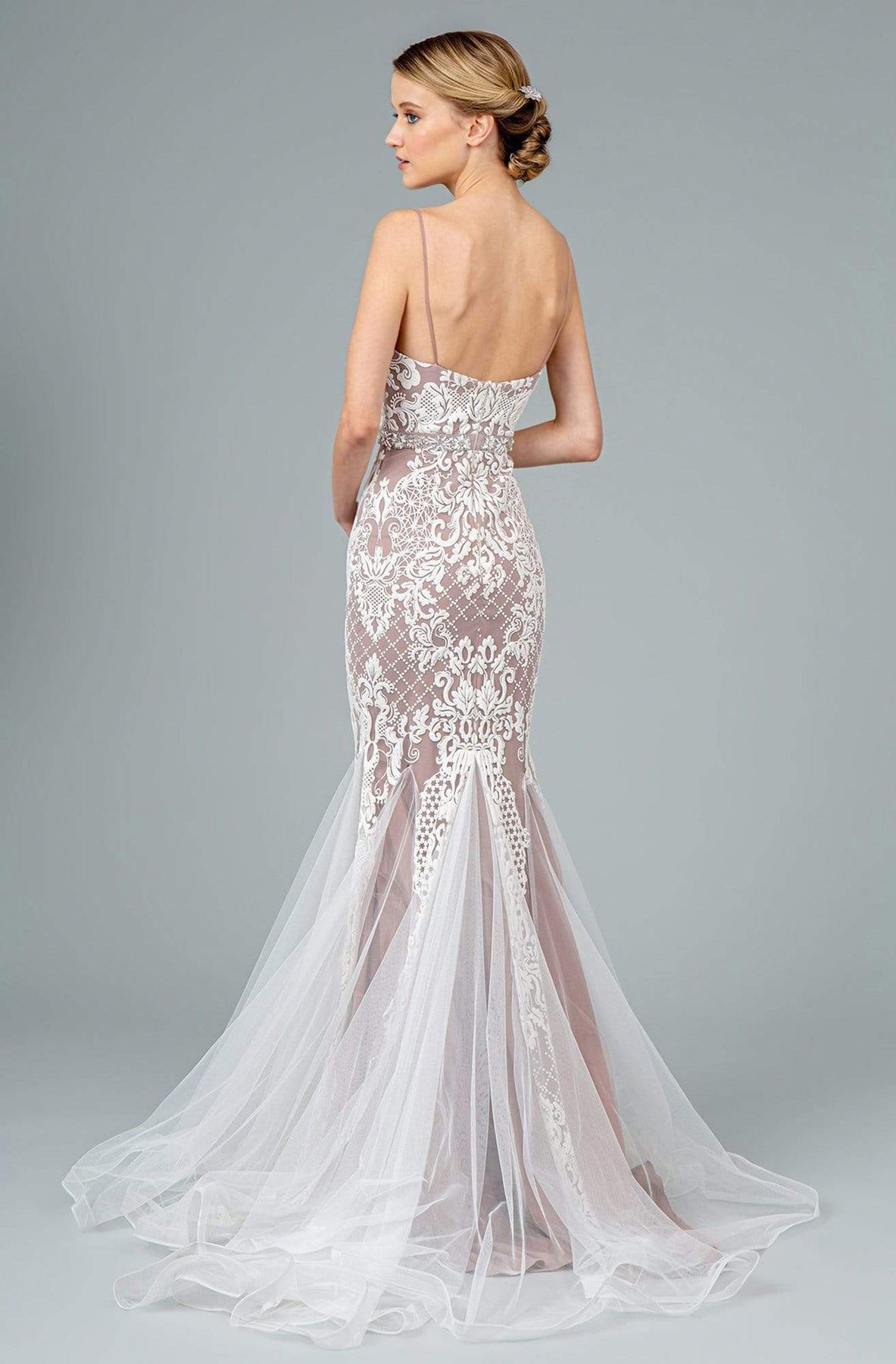 GLS by Gloria - GL2934 Embroidered V-Neck Mermaid Gown Evening Dresses