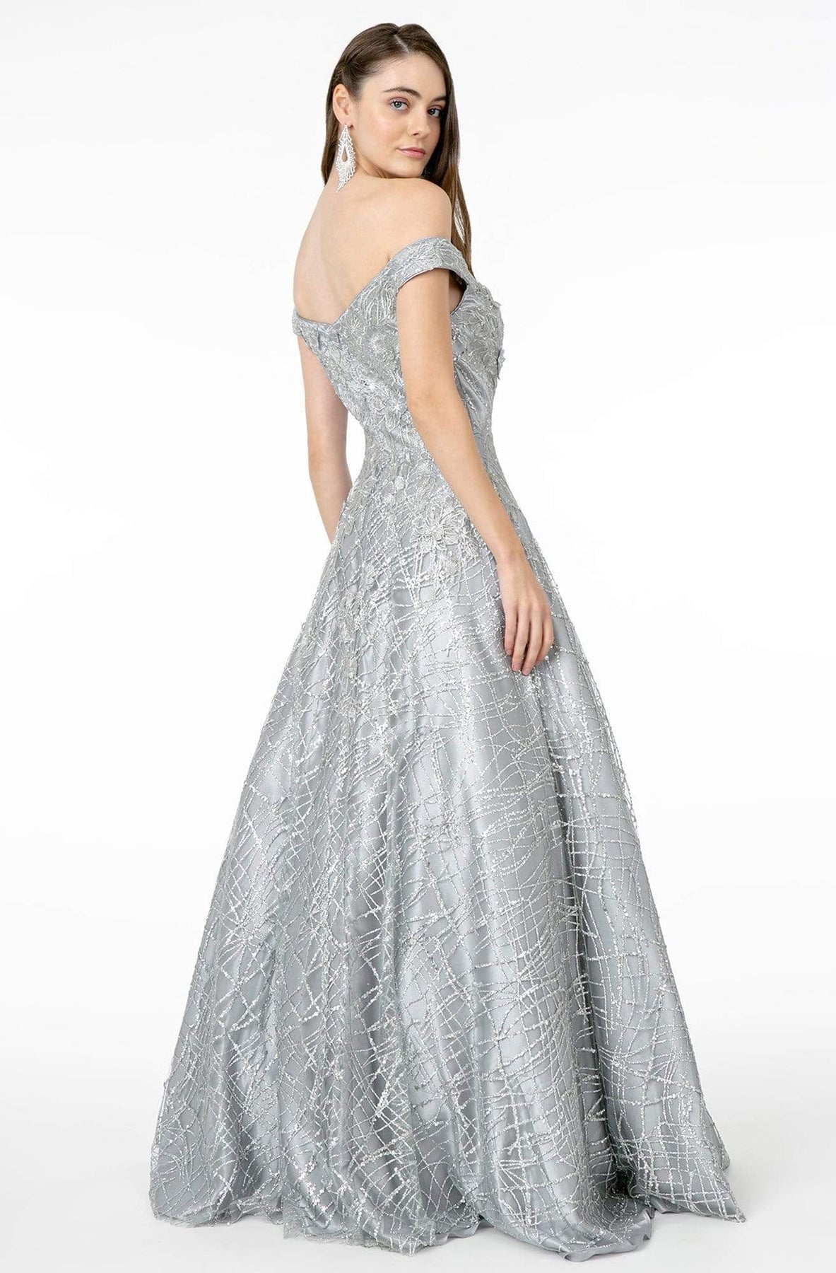 GLS by Gloria - GL2944 Embroidered Sequin Off-Shoulder Gown Prom Dresses