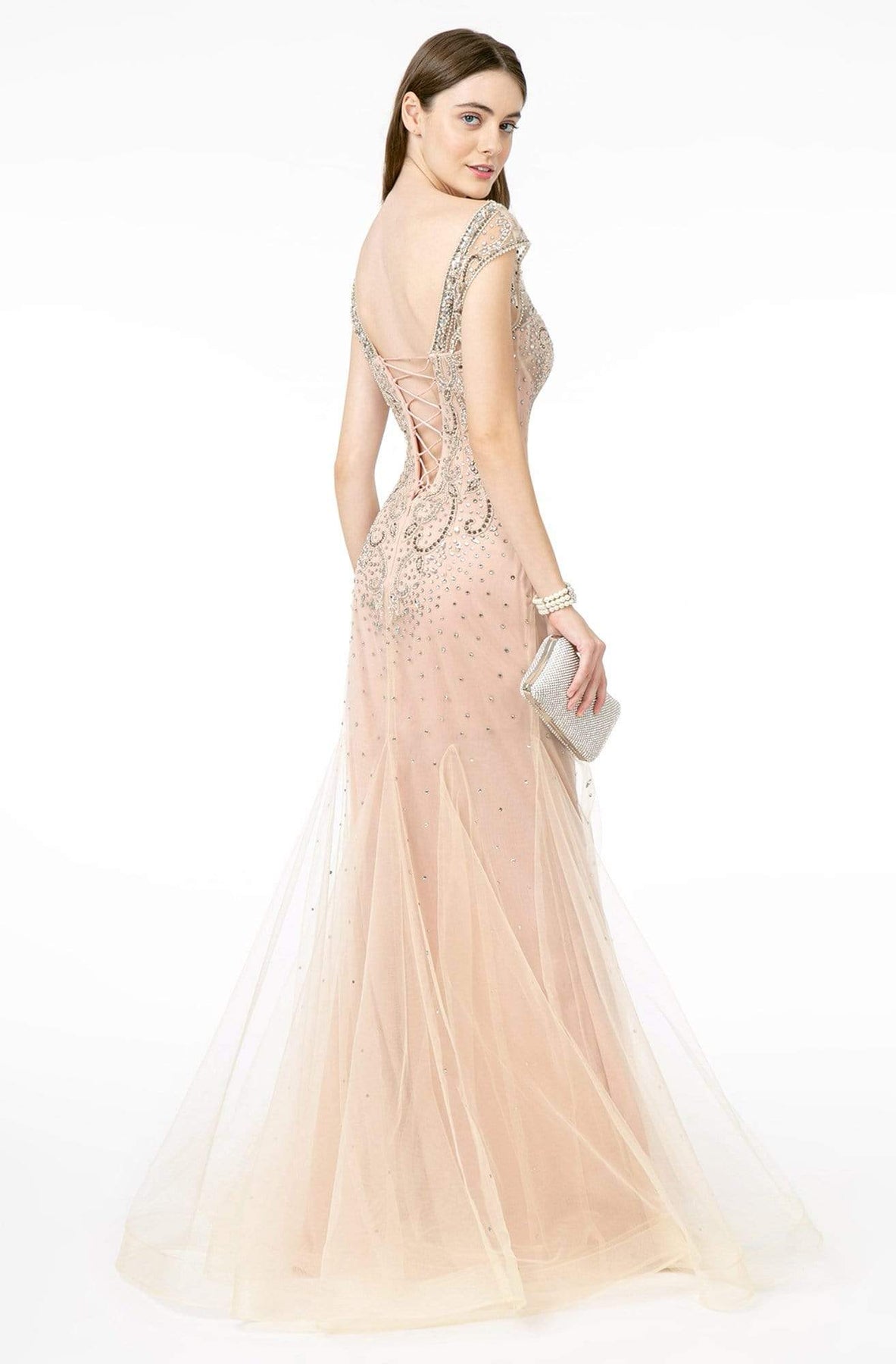 GLS by Gloria - GL2945 Embellished Bateau Trumpet Dress Evening Dresses