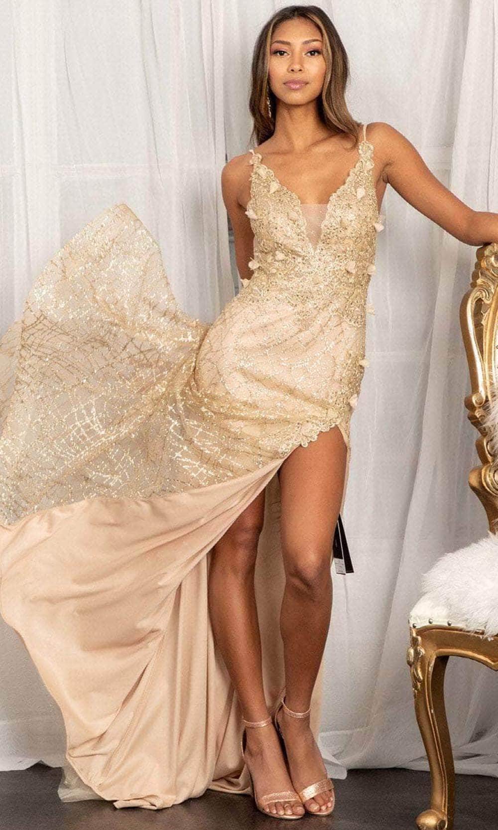 GLS by Gloria GL3042 - Deep V-Neck Sleeveless Evening Gown Special Occasion Dress