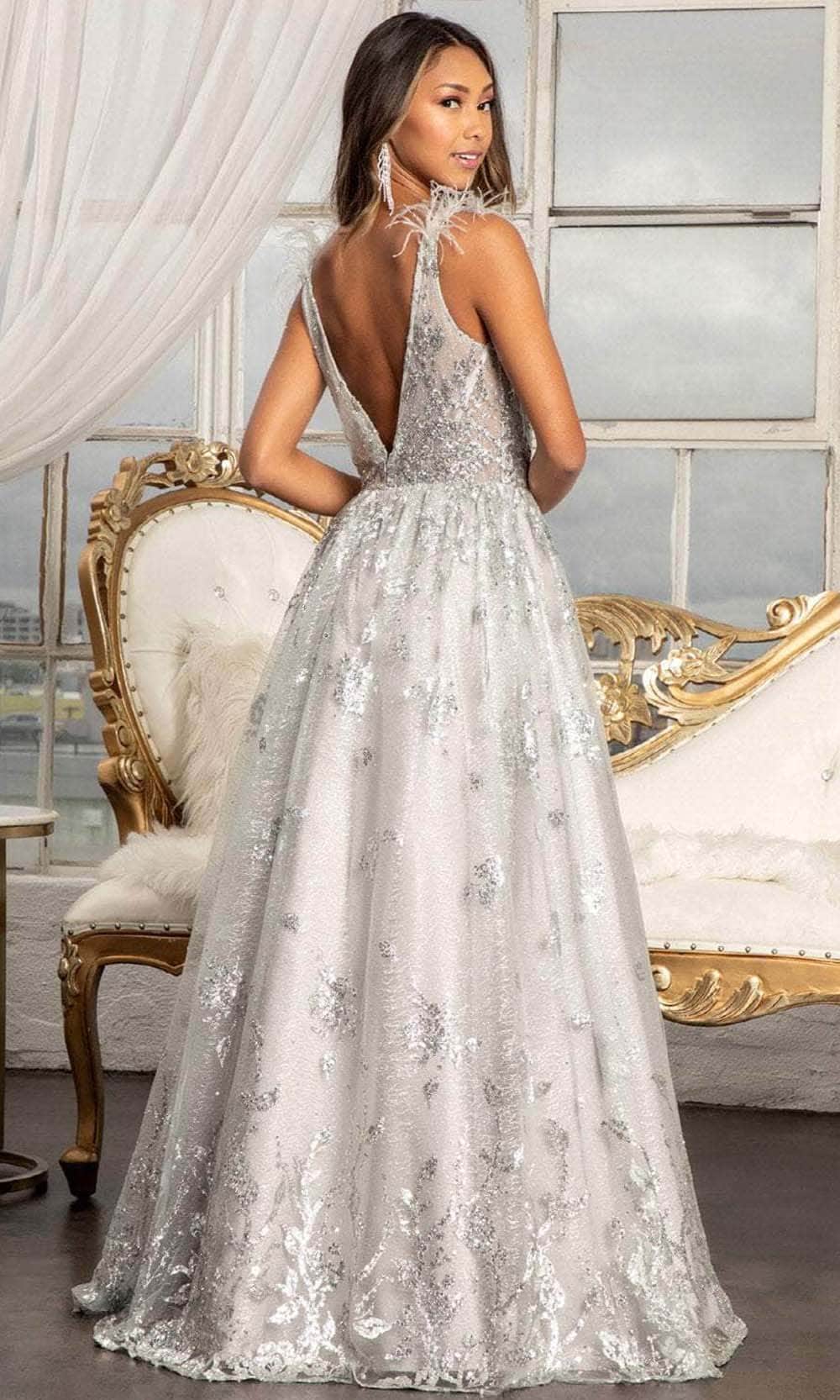 GLS by Gloria GL3048 - Sleeveless Feather A-line Dress Prom Dresses