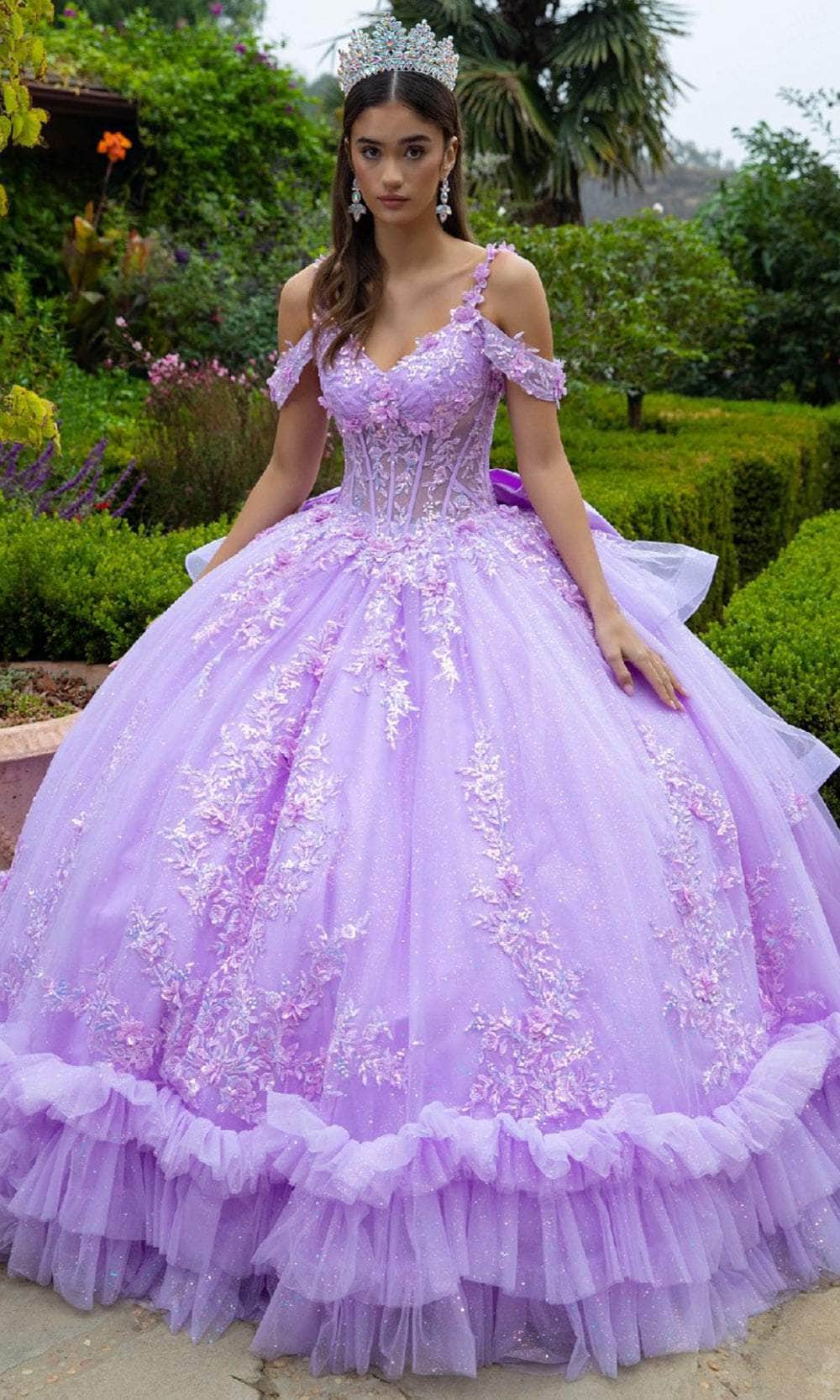 GLS by Gloria GL3520 - Long Glitter Netting Ballgown Dress - Corset, Cut-Away Shoulder, Applique, Embroidery, Sequin, Glitter, Court Train 2XL / GLS by Gloria GL3520 - Long Glitter Netting Ballgown Dress - Corset, Cut-Away Shoulder, Applique, Embroidery, Sequin, Glitter, Court Train 2XL /