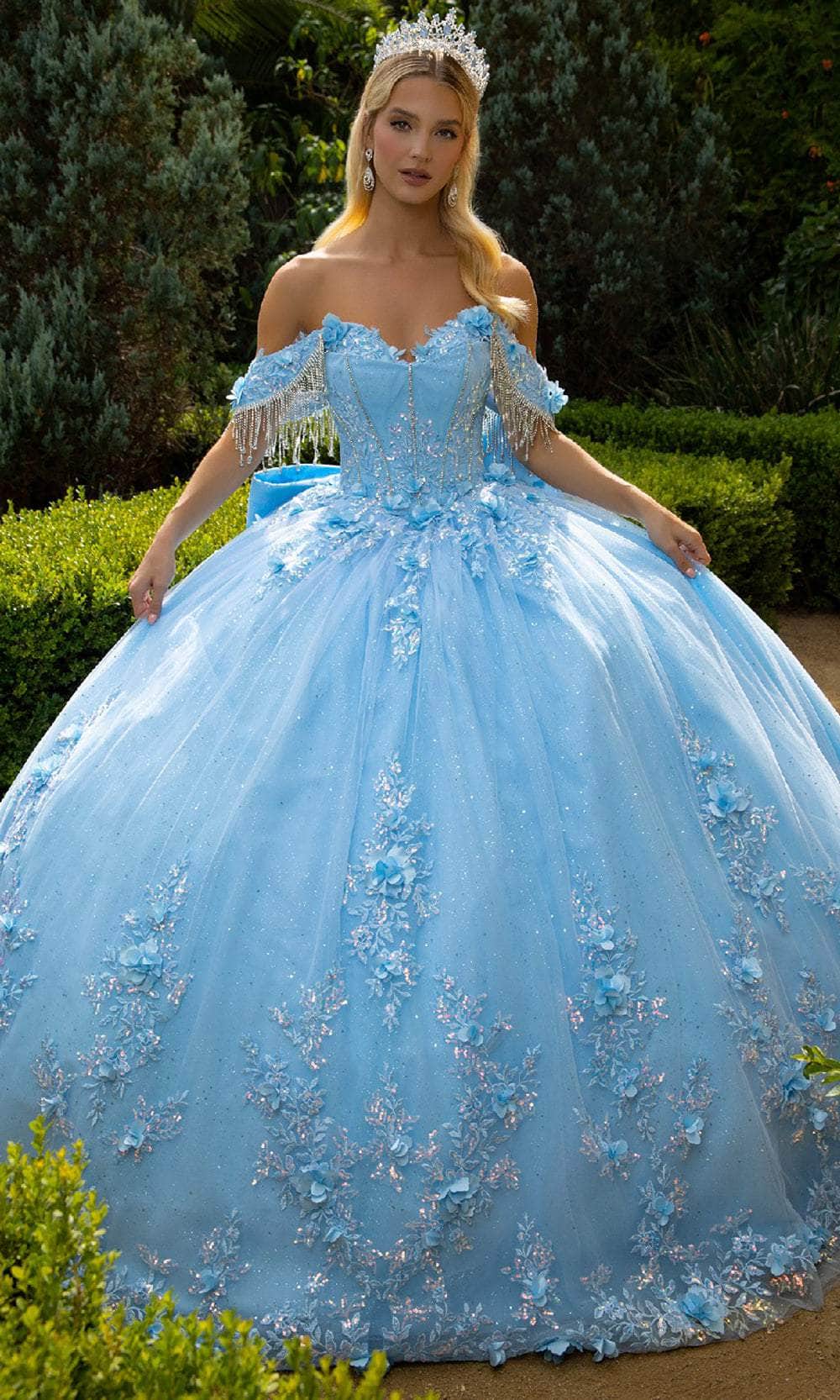 GLS by Gloria GL3525 - Long Tulle, Mesh Ballgown Dress - Corset, Cut-Away Shoulder, Applique, Beads, Embroidery, Jewel, Sequin, Glitter, Floor Length, Court Train ADASA GLS by Gloria GL3525 - Long Tulle, Mesh Ballgown Dress - Corset, Cut-Away Shoulder, Applique, Beads, Embroidery, Jewel, Sequin, Glitter, Floor Length, Court Train ADASA