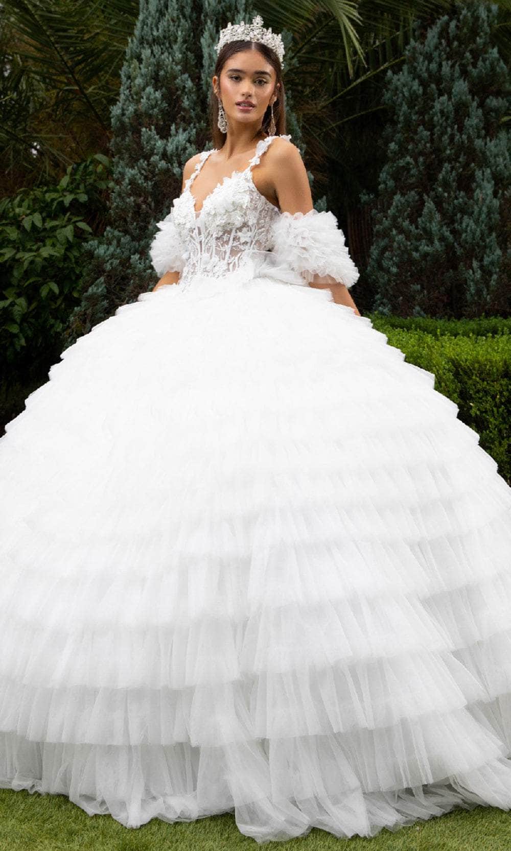 GLS by Gloria GL3610 - Sleeveless Appliqued Ruffle Ballgown Quinceanera Dresses