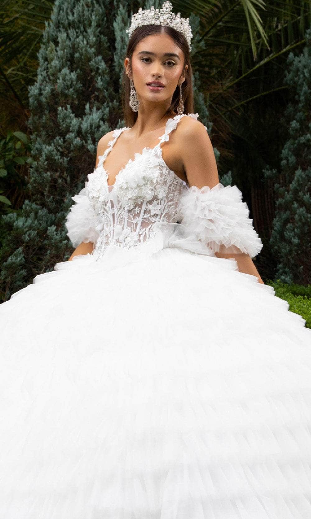 GLS by Gloria GL3610 - Sleeveless Appliqued Ruffle Ballgown Quinceanera Dresses