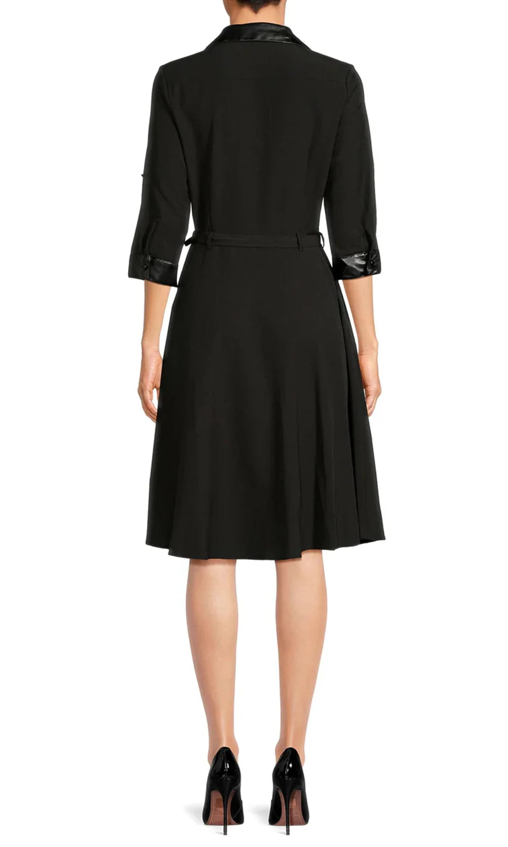 Sharagano HW2F196153 - Button Front V-Neck Dress with Tie Belt Homecoming Dresses