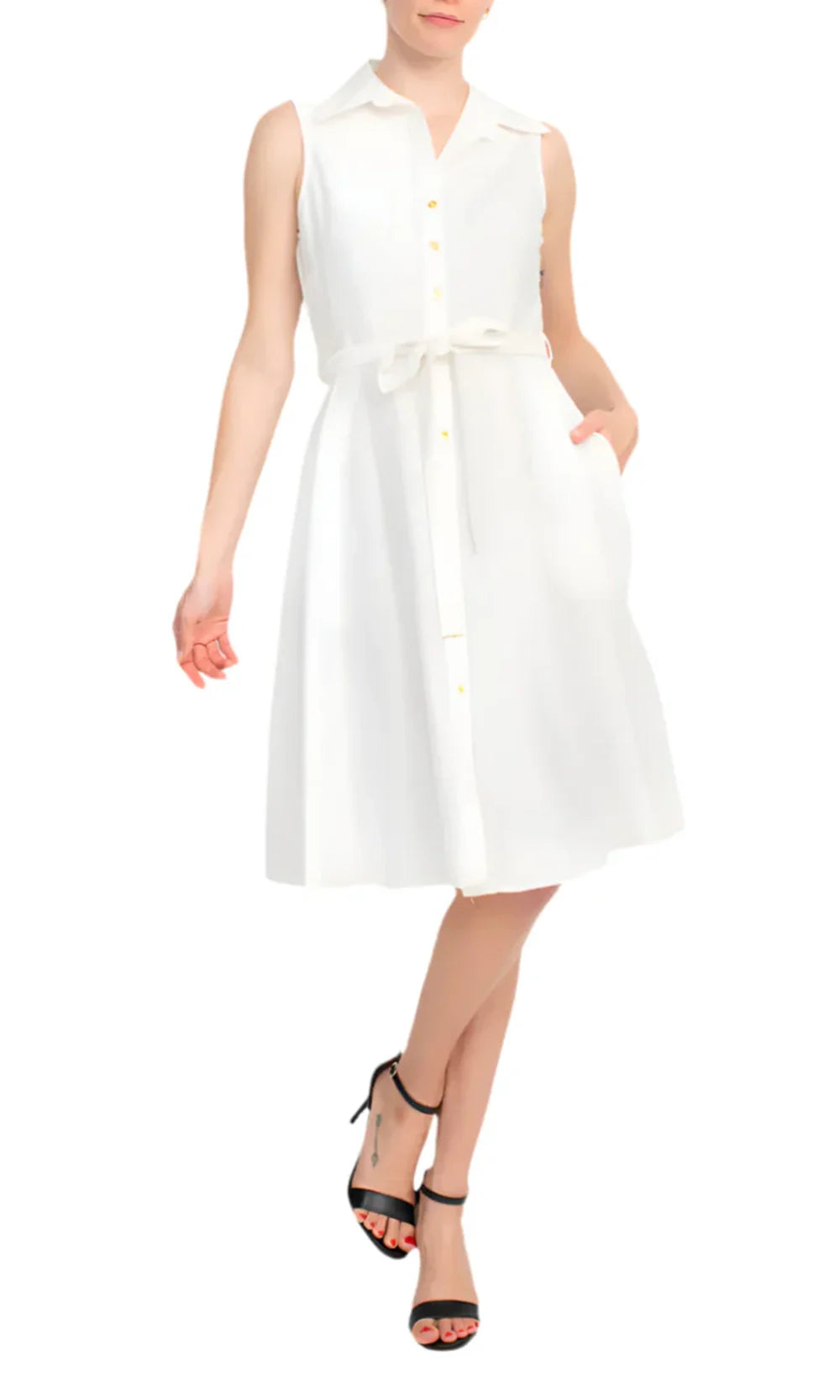 Sharagano HW3S196297 - Button Front Collared Knee-Length Dress Homecoming Dresses