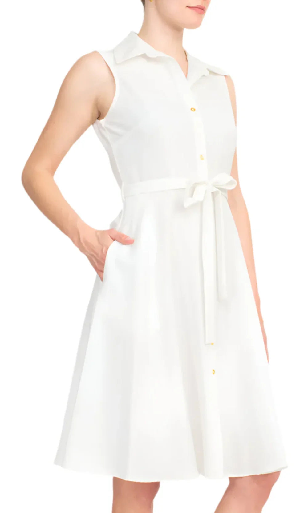 Sharagano HW3S196297 - Button Front Collared Knee-Length Dress Homecoming Dresses