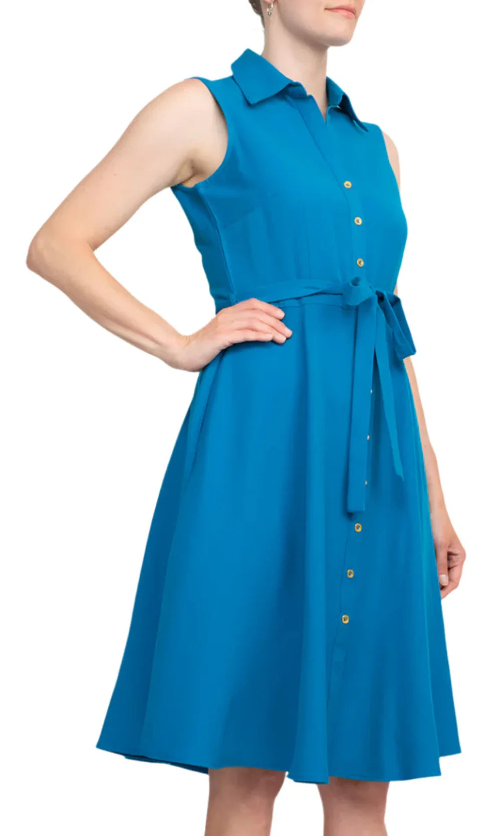 Sharagano HW3S196297 - Button Front Collared Knee-Length Dress Homecoming Dresses