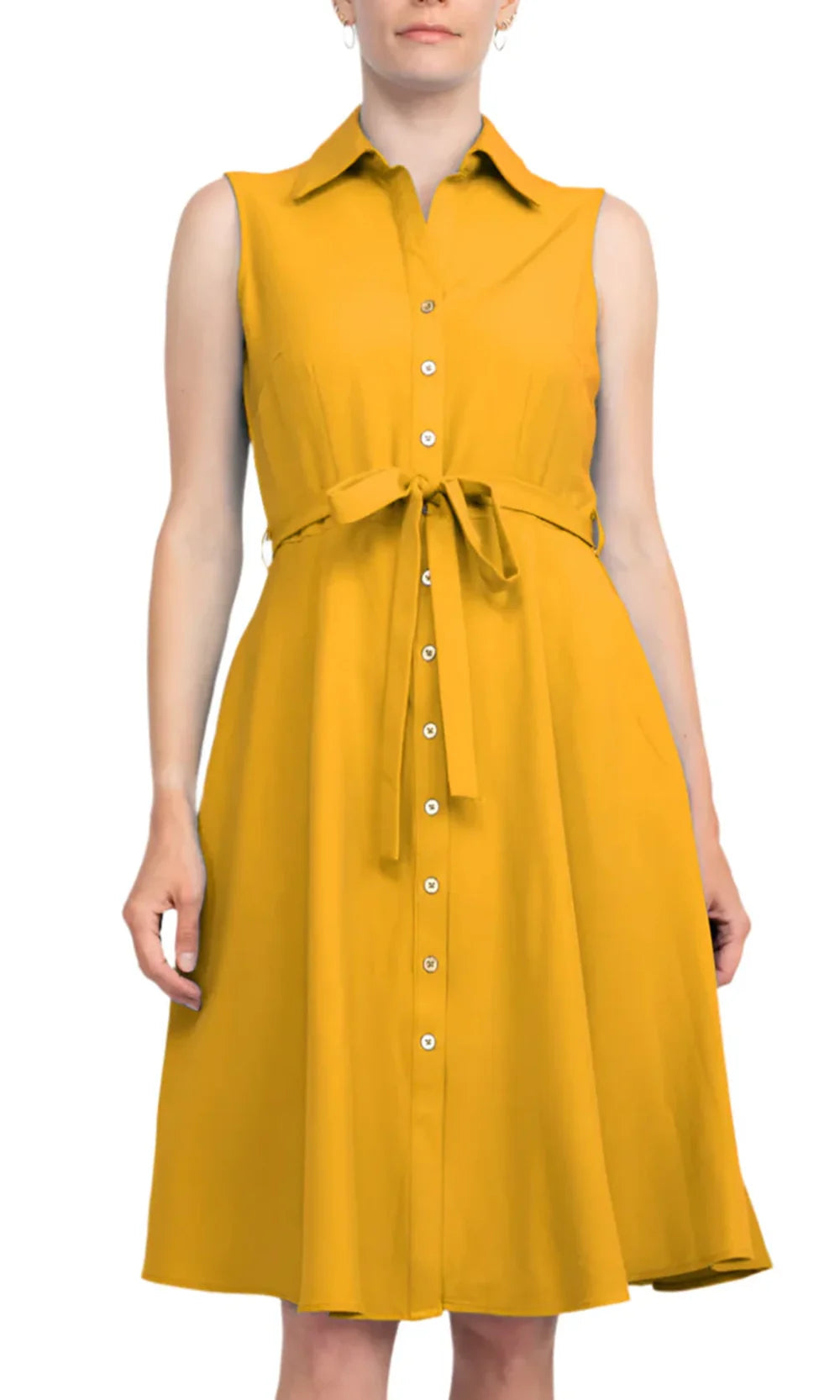 Sharagano HW3S196297 - Button Front Collared Knee-Length Dress Homecoming Dresses