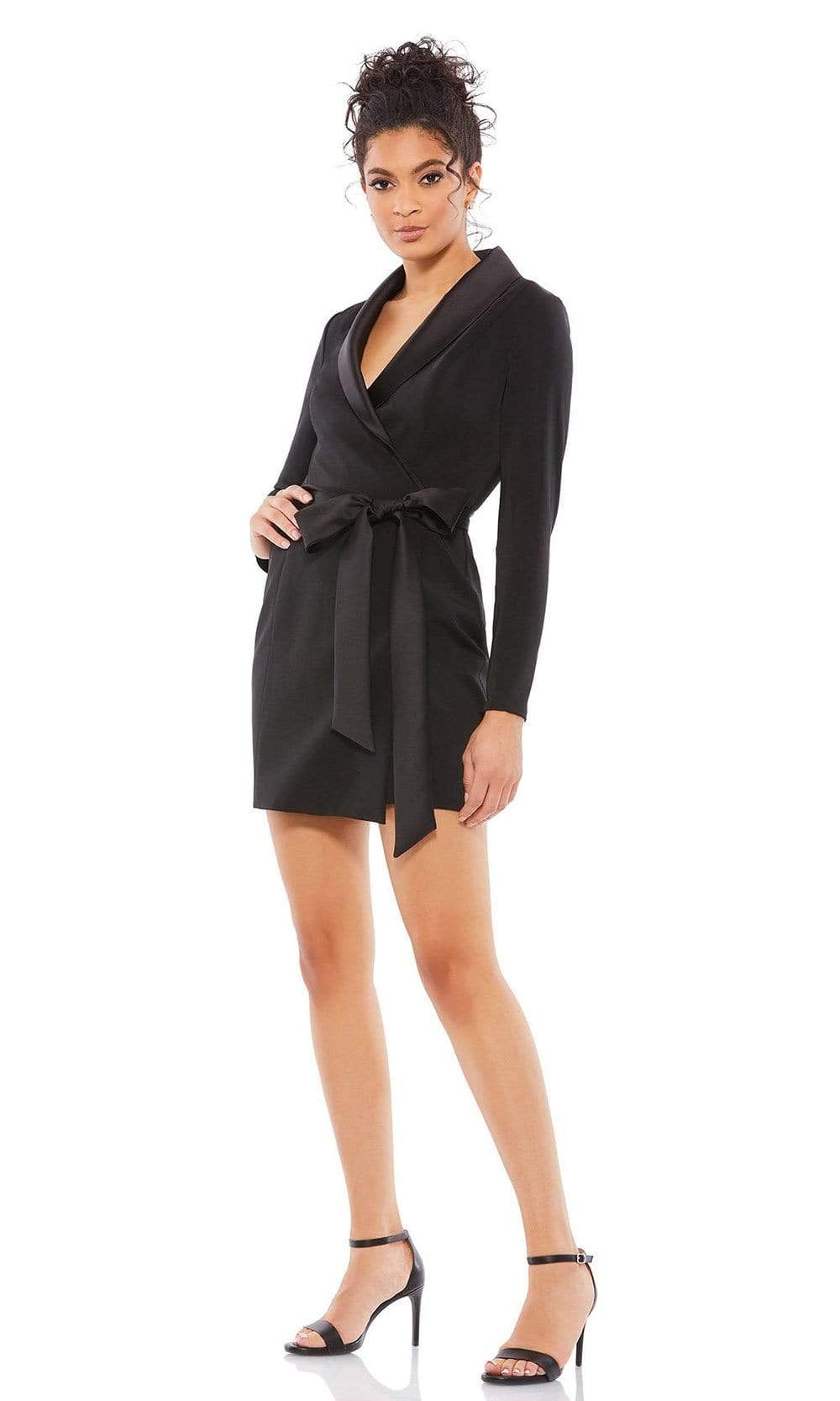 Ieena Duggal - 12508 Wrap Style Suit Short Dress Special Occasion Dress 0 / Black